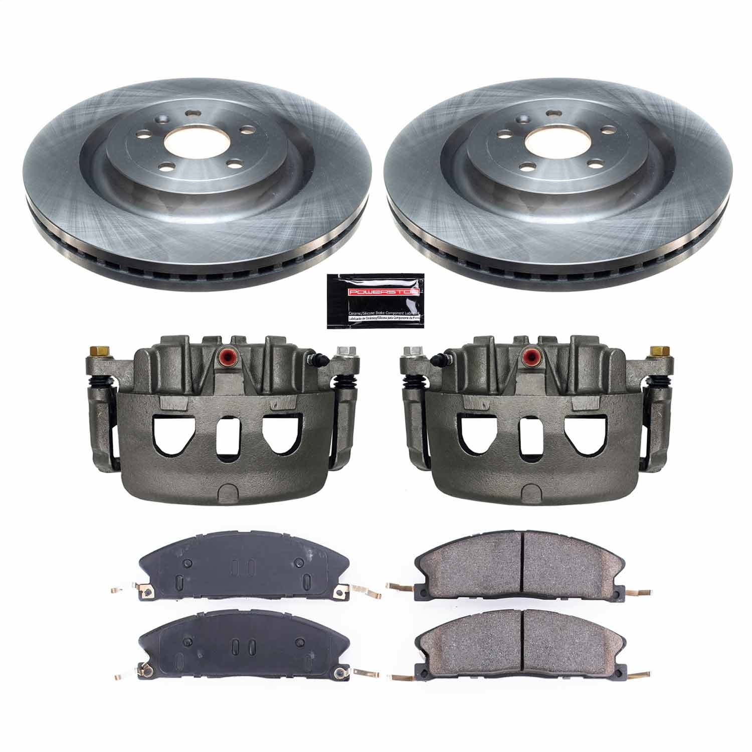 Power Stop - KCOE6374 - Front - Disc Brake Pad/Caliper and Rotor Kit