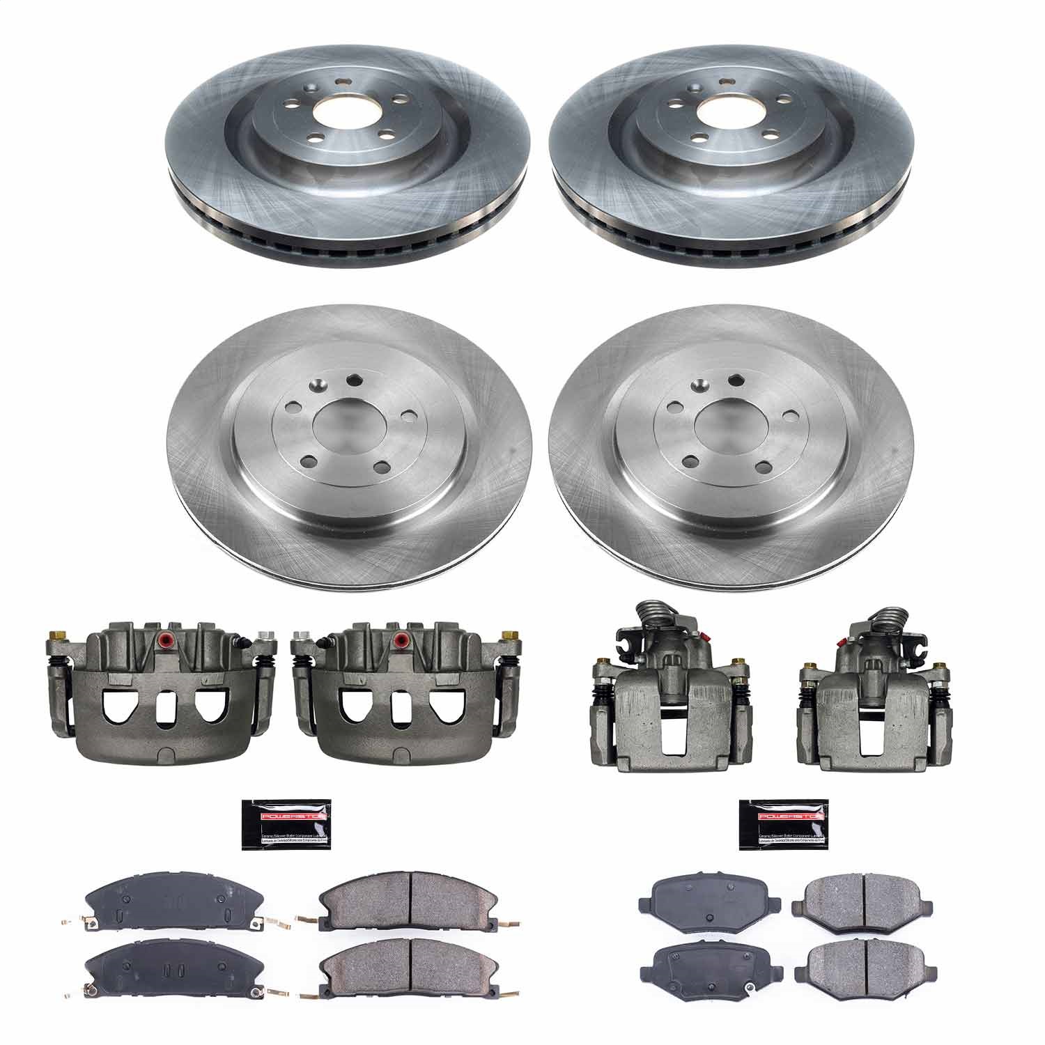 Power Stop - KCOE6375 - Front and Rear - Disc Brake Pad/Caliper and Rotor Kit