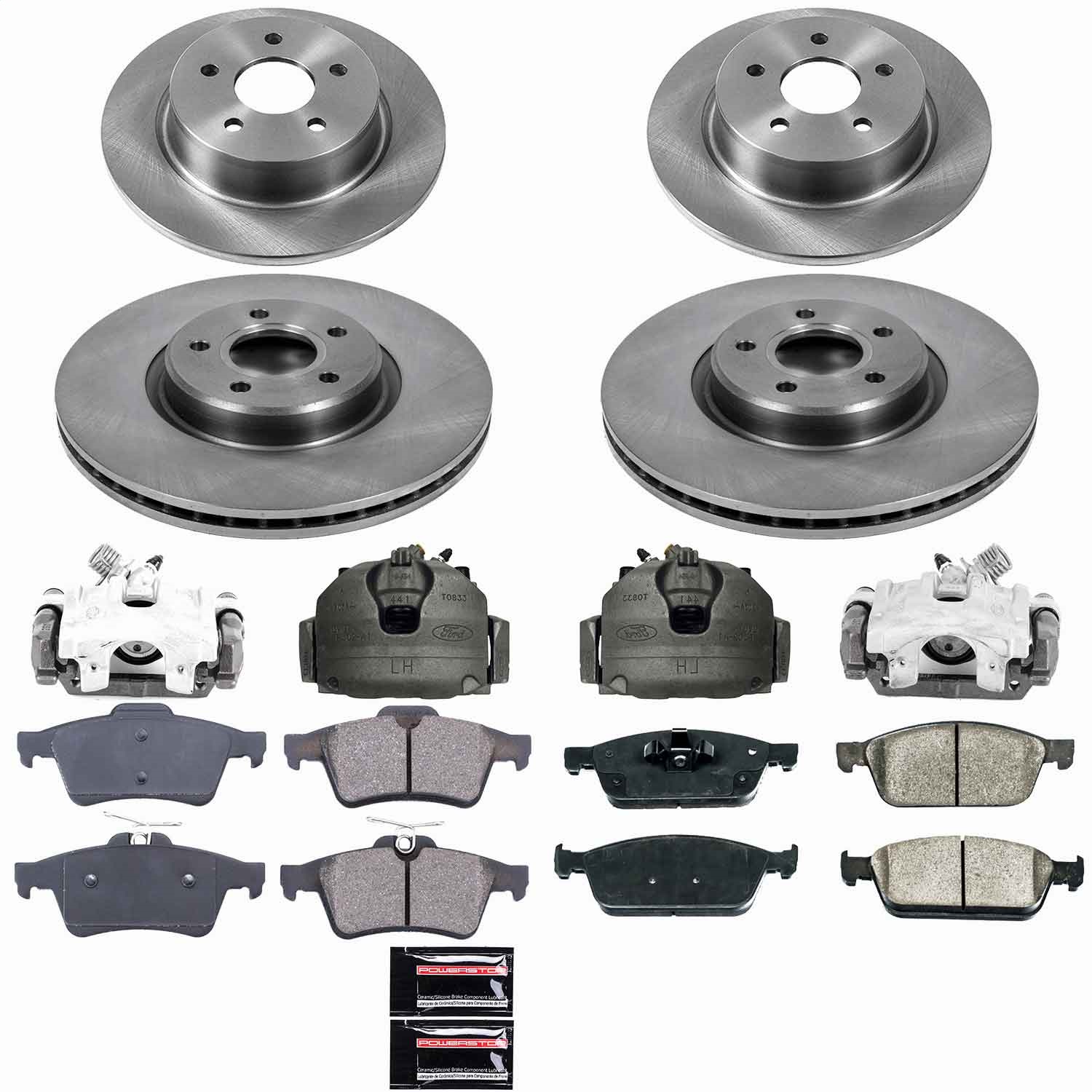 Power Stop - KCOE6478 - Front and Rear - Disc Brake Pad/Caliper and Rotor Kit