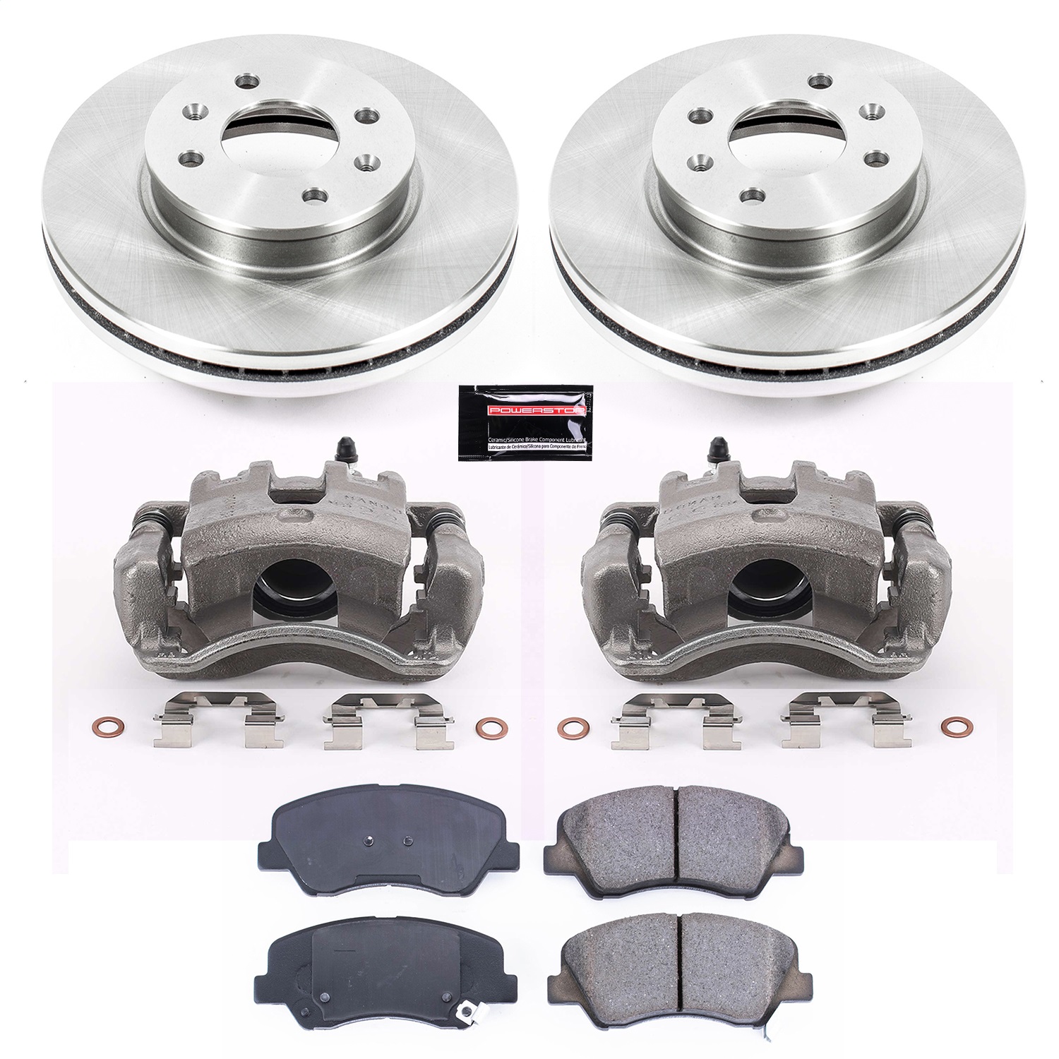 Power Stop - KCOE6508 - Front - Disc Brake Pad/Caliper and Rotor Kit