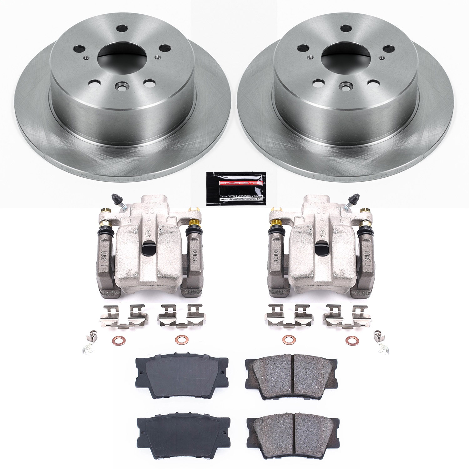 Power Stop - KCOE6520 - Rear - Disc Brake Pad/Caliper and Rotor Kit
