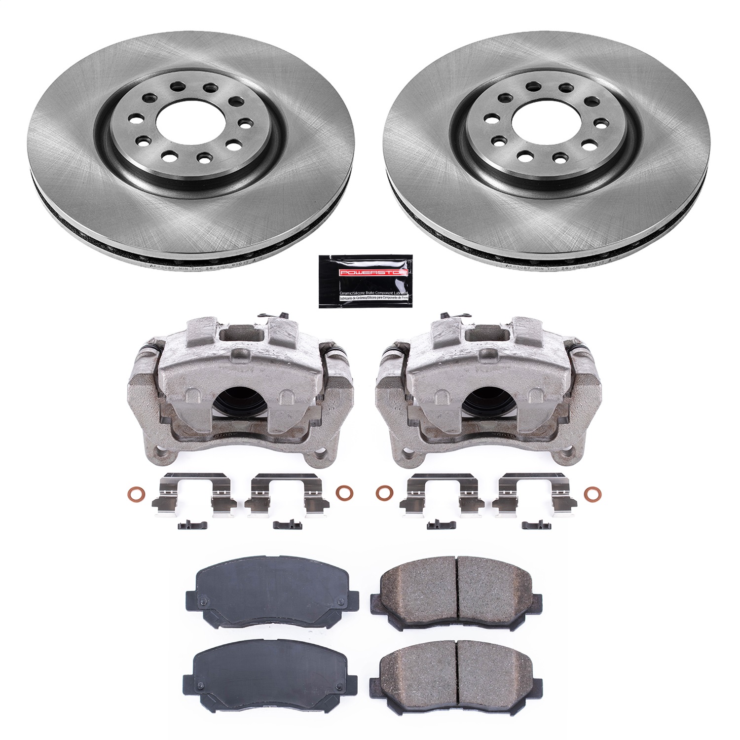 Power Stop - KCOE6538 - Front - Disc Brake Pad/Caliper and Rotor Kit
