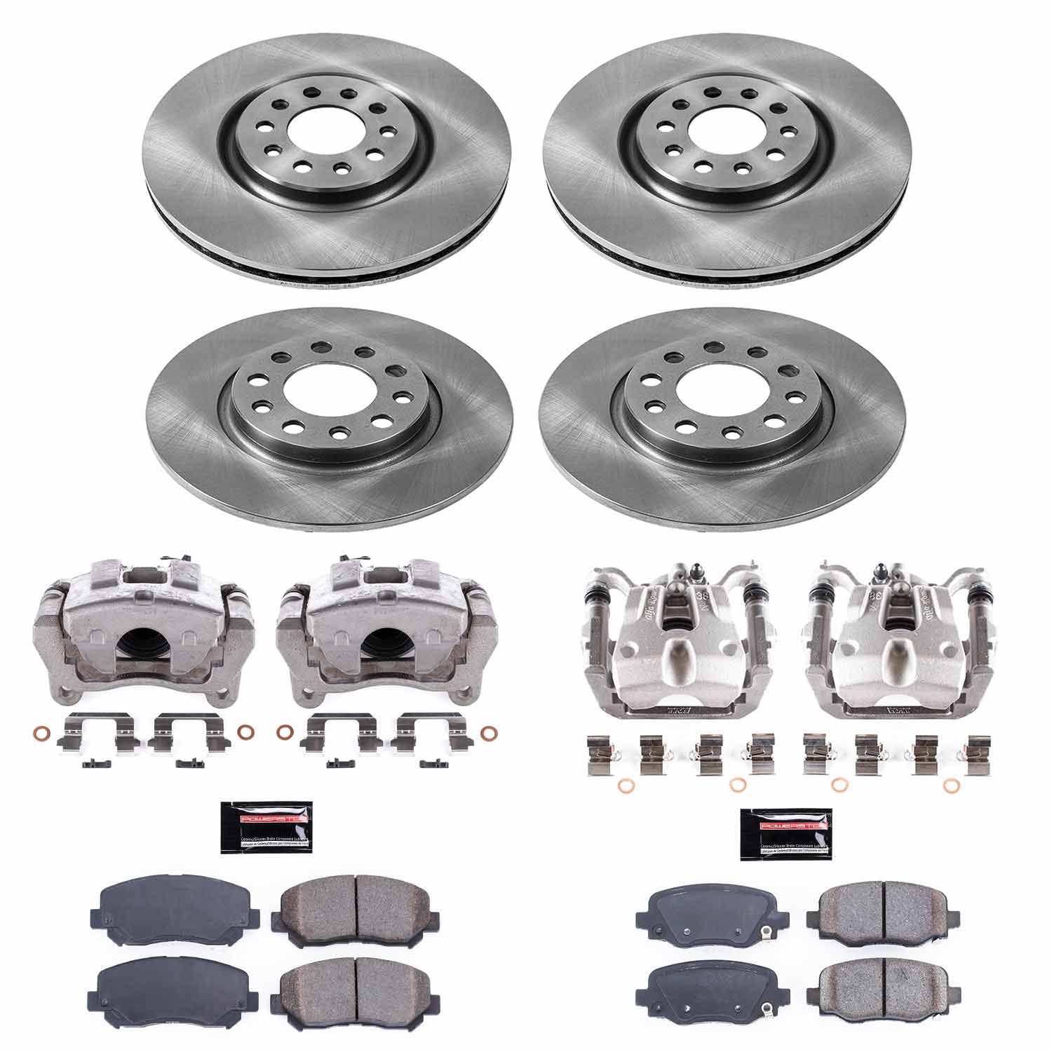 Power Stop - KCOE6539 - Front and Rear - Disc Brake Pad/Caliper and Rotor Kit