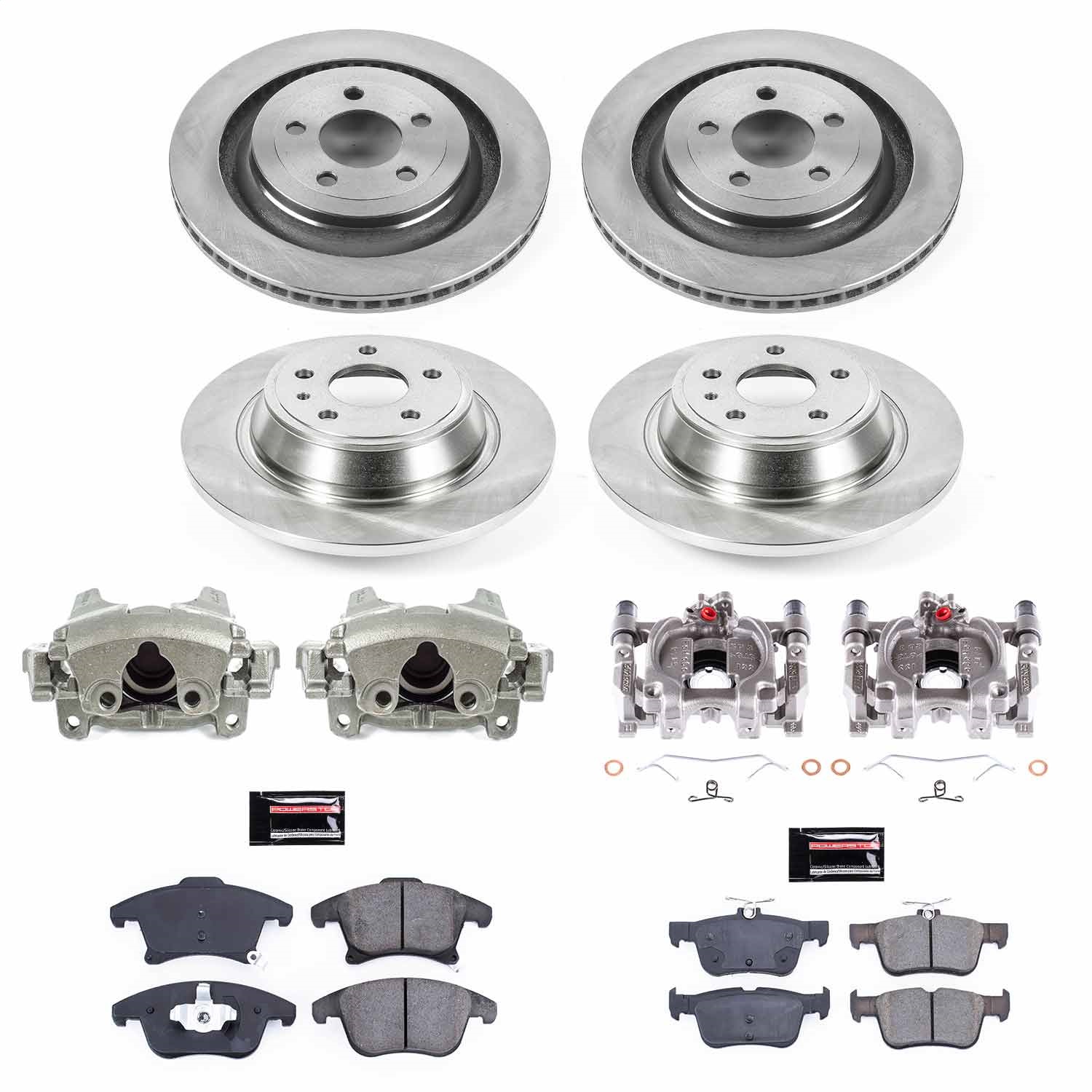 Power Stop - KCOE6556A - Front and Rear - Disc Brake Pad/Caliper and Rotor Kit