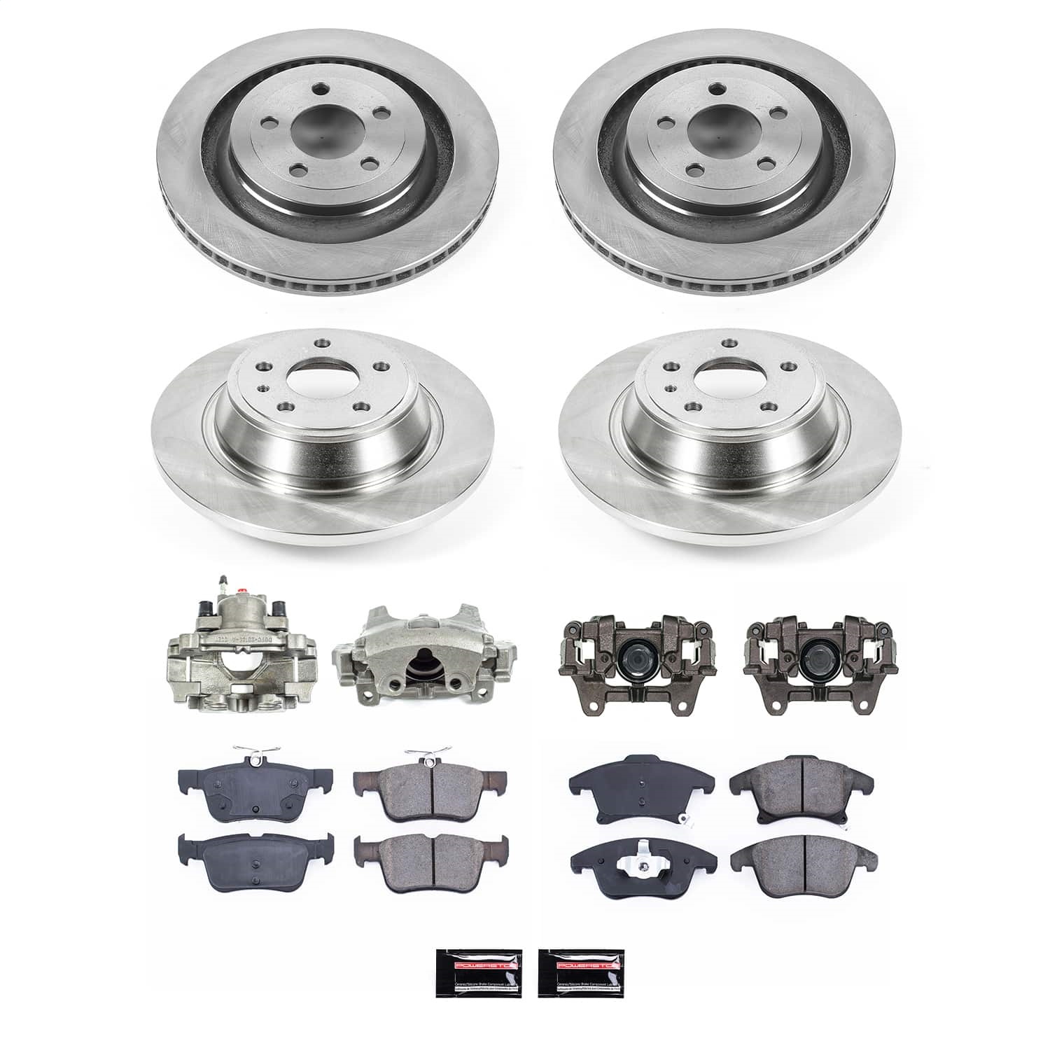 Power Stop - KCOE6556B - Front and Rear - Disc Brake Pad/Caliper and Rotor Kit