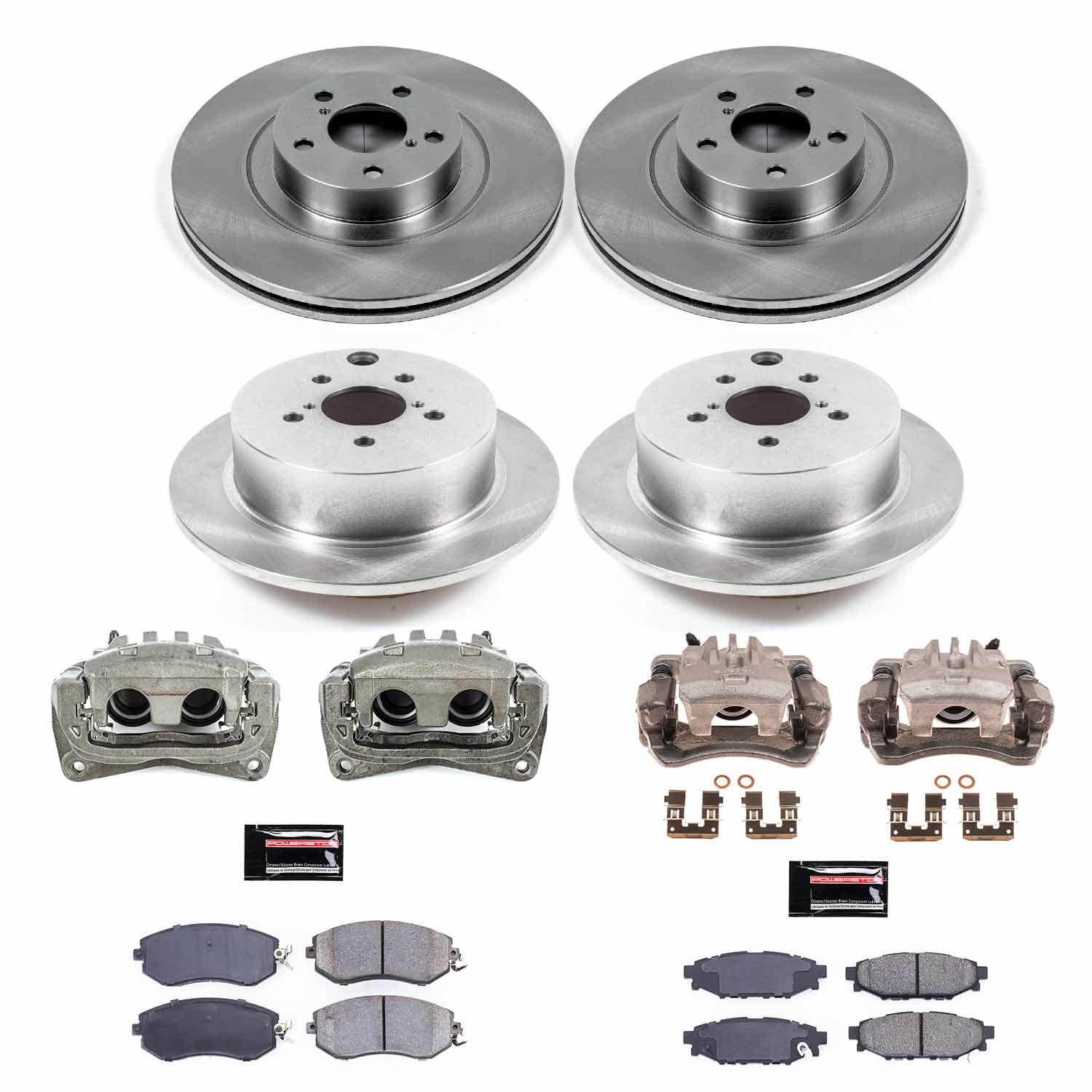 Power Stop - KCOE6762 - Front and Rear - Disc Brake Pad/Caliper and Rotor Kit