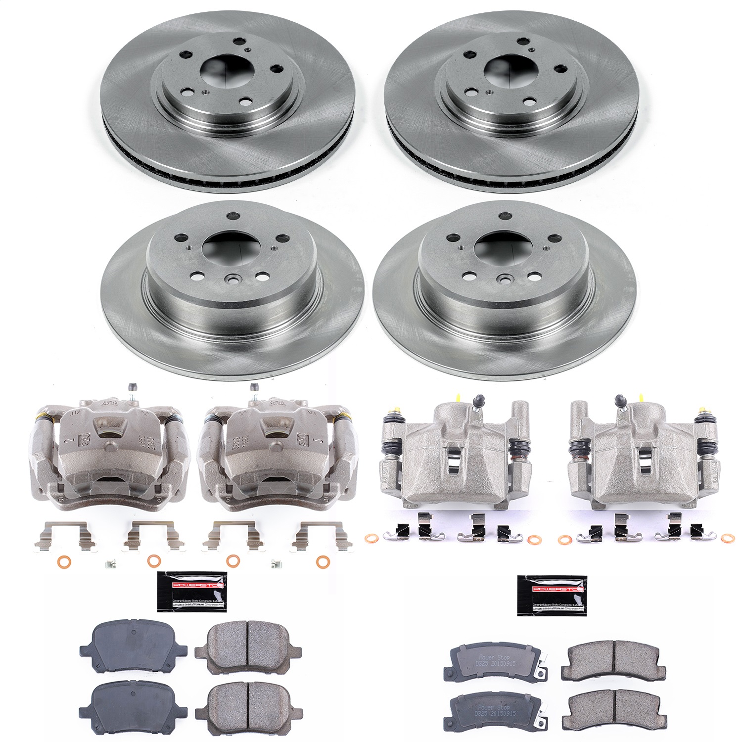 Power Stop - KCOE6782 - Front and Rear - Disc Brake Pad/Caliper and Rotor Kit
