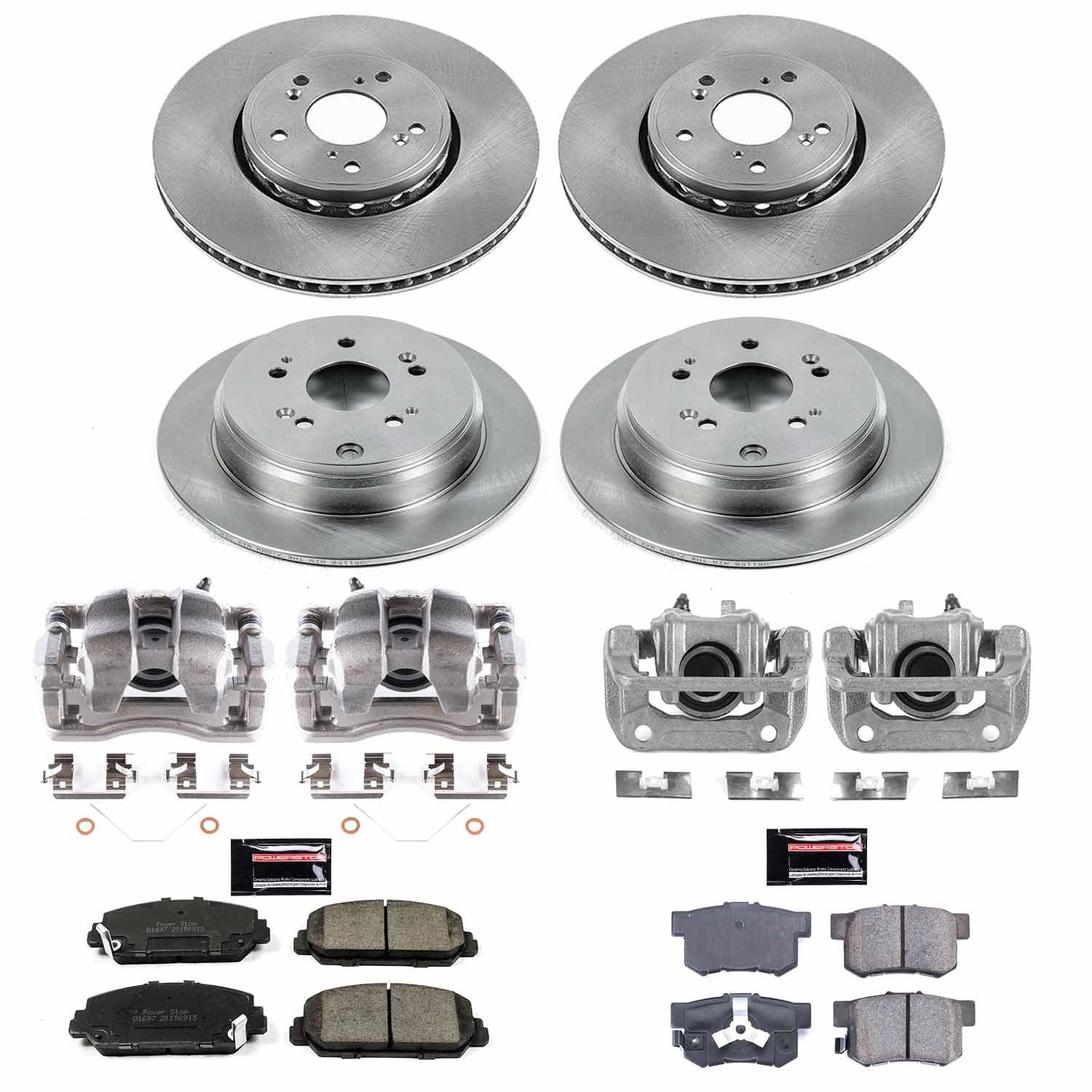Power Stop - KCOE6939 - Front and Rear - Disc Brake Pad/Caliper and Rotor Kit