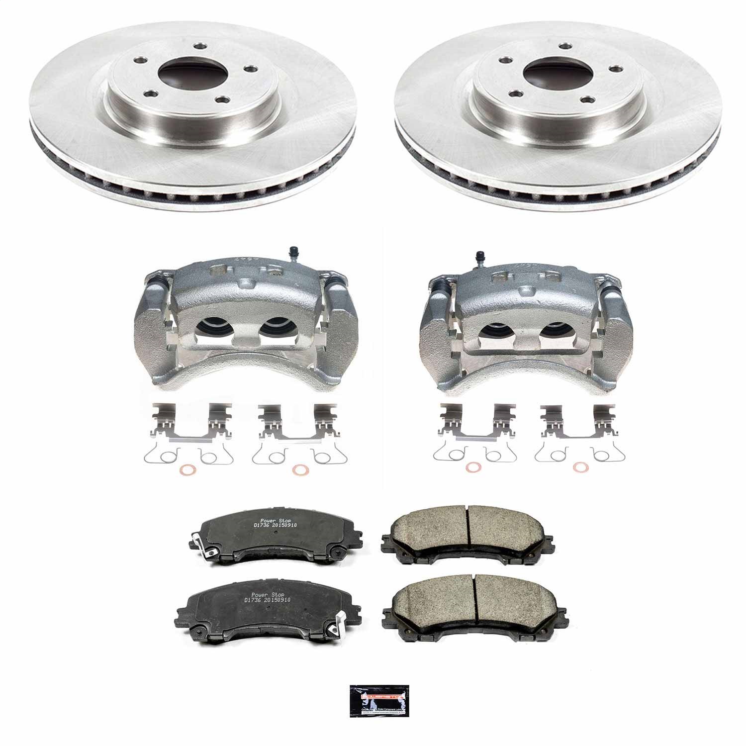 Power Stop - KCOE6944 - Front - Disc Brake Pad/Caliper and Rotor Kit