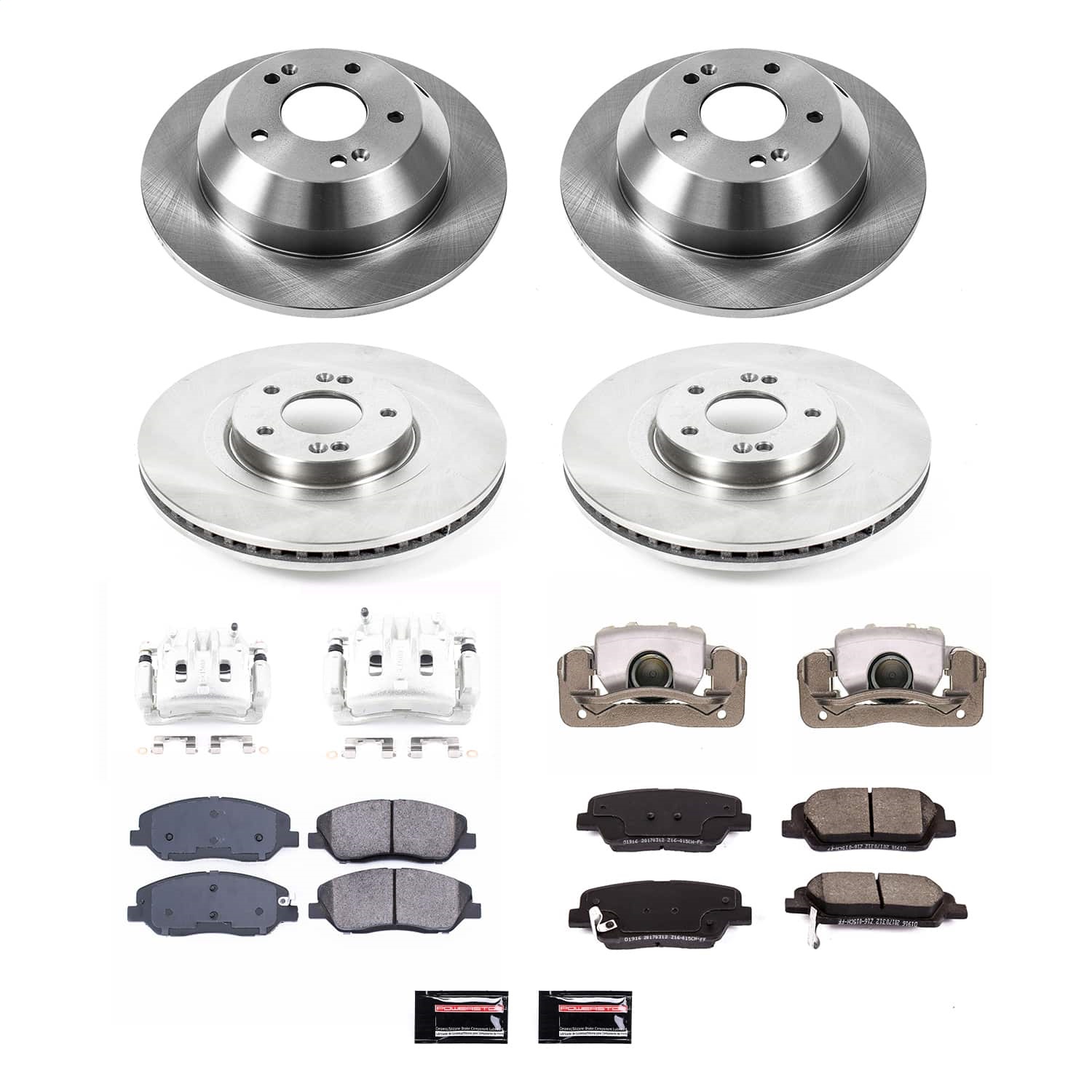 Power Stop - KCOE6950 - Front and Rear - Disc Brake Pad/Caliper and Rotor Kit