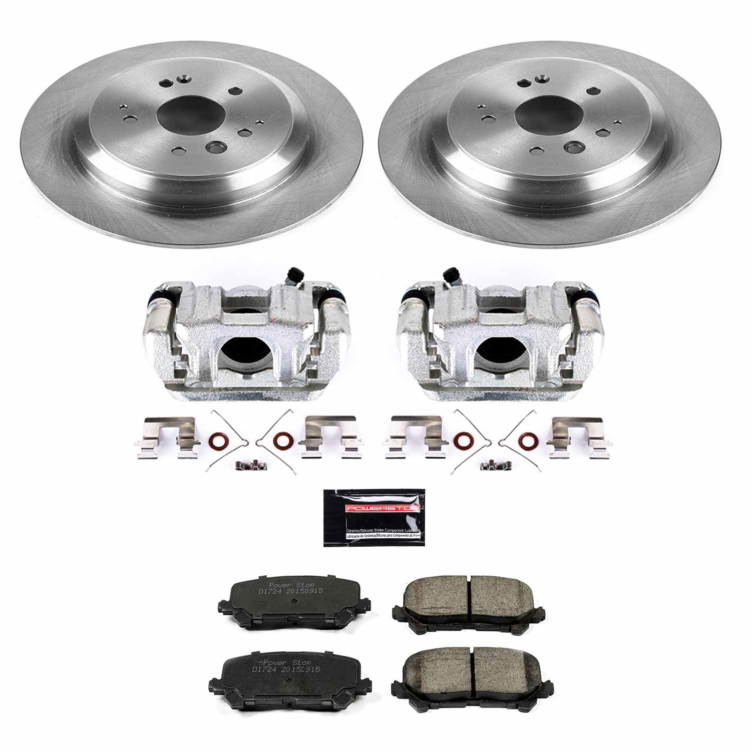 Power Stop - KCOE6953 - Rear - Disc Brake Pad/Caliper and Rotor Kit