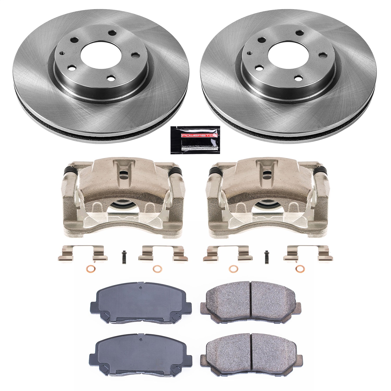 Power Stop - KCOE6967 - Front - Disc Brake Pad/Caliper and Rotor Kit