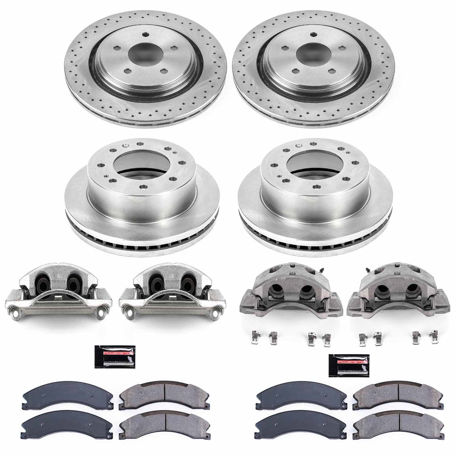 Power Stop - KCOE6992 - Front and Rear - Disc Brake Pad/Caliper and Rotor Kit