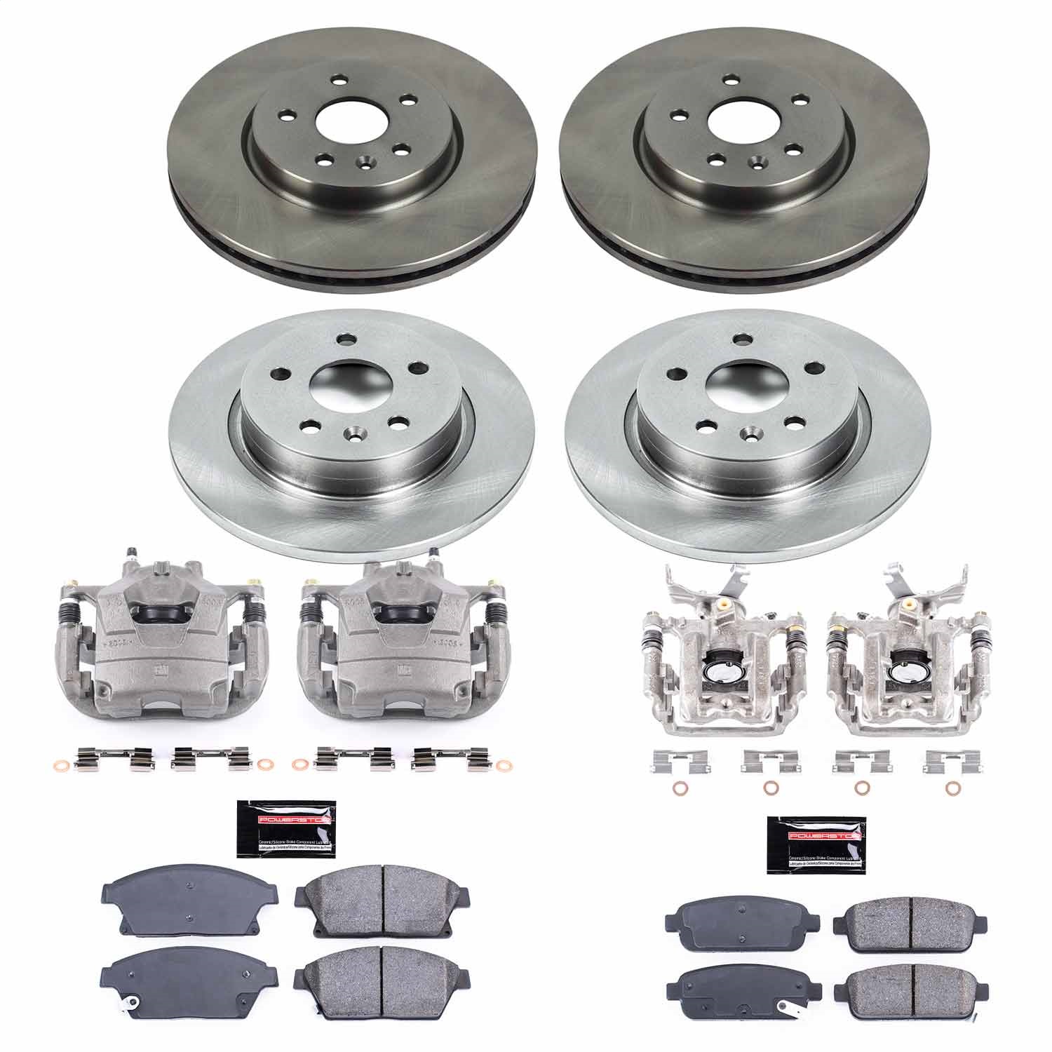 Power Stop - KCOE6995 - Front and Rear - Disc Brake Pad/Caliper and Rotor Kit