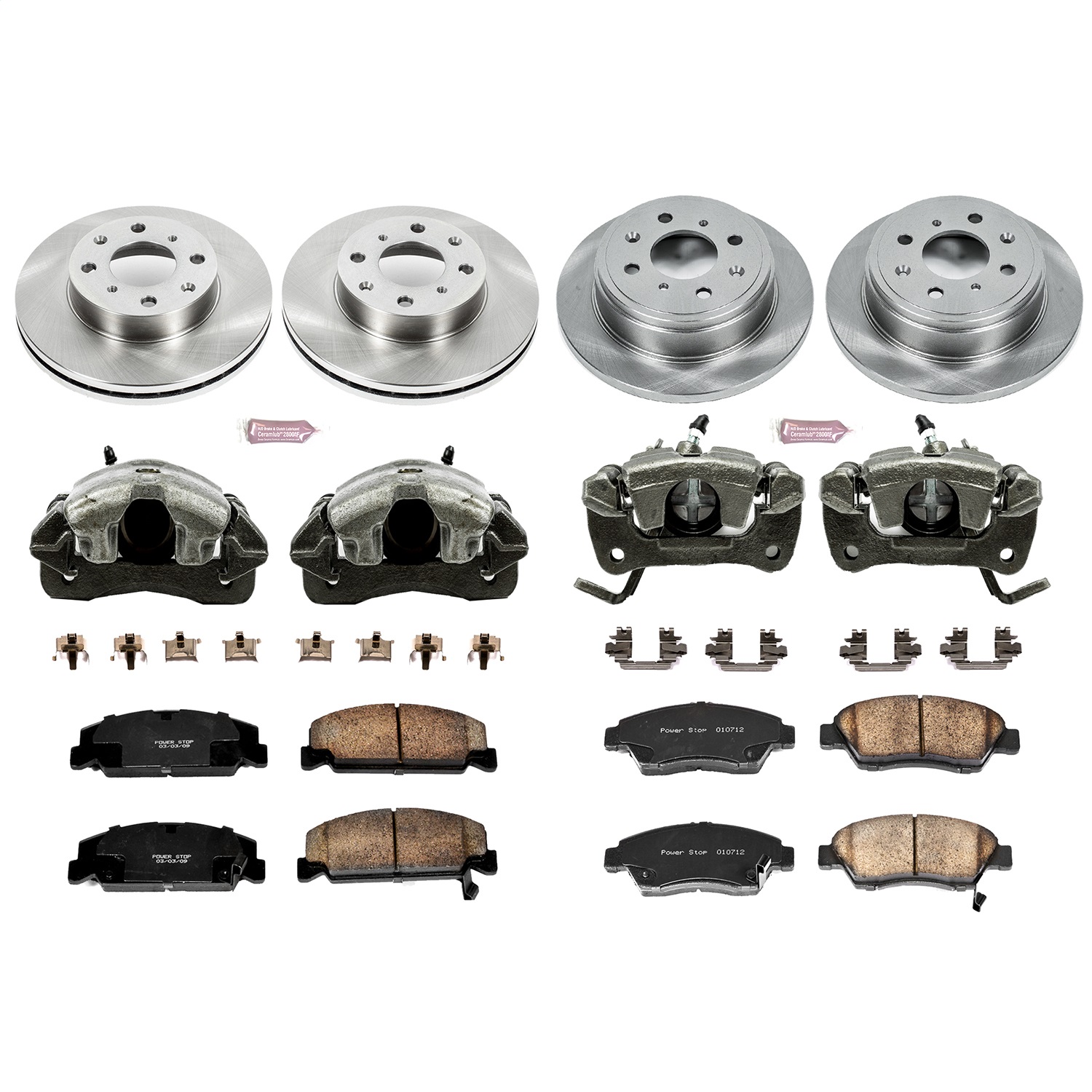 Power Stop - KCOE700 - Front and Rear - Disc Brake Pad/Caliper and Rotor Kit