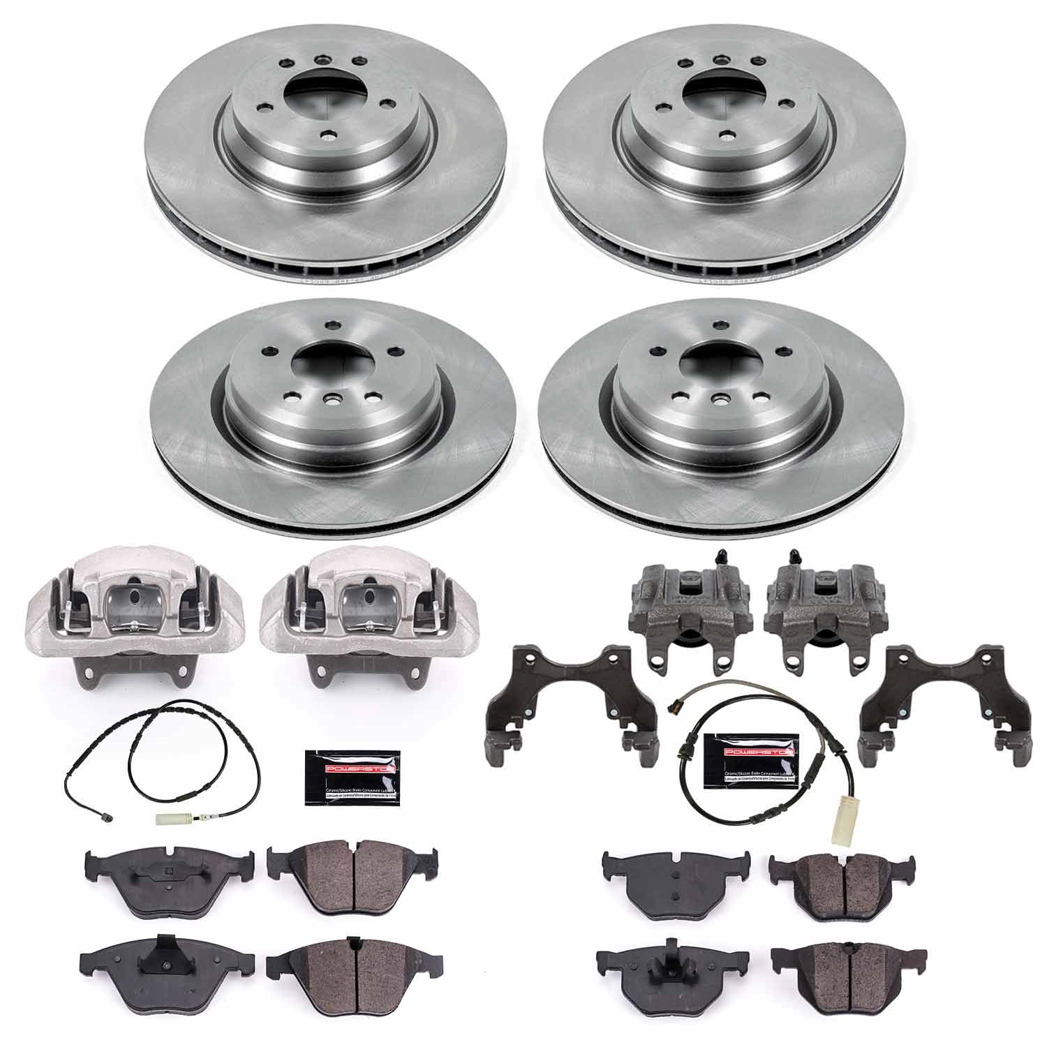 Power Stop - KCOE7021 - Front and Rear - Disc Brake Pad/Caliper and Rotor Kit