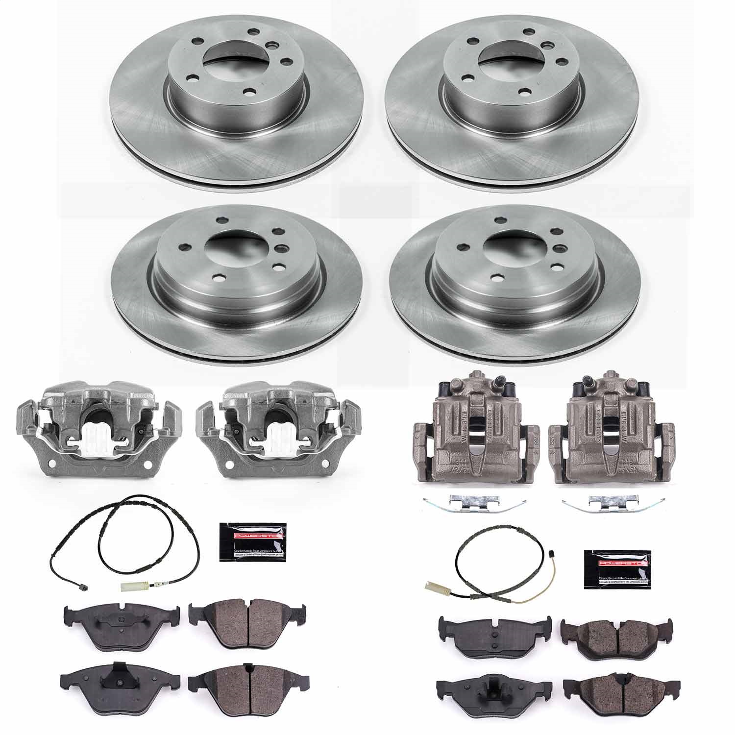 Power Stop - KCOE7025 - Front and Rear - Disc Brake Pad/Caliper and Rotor Kit