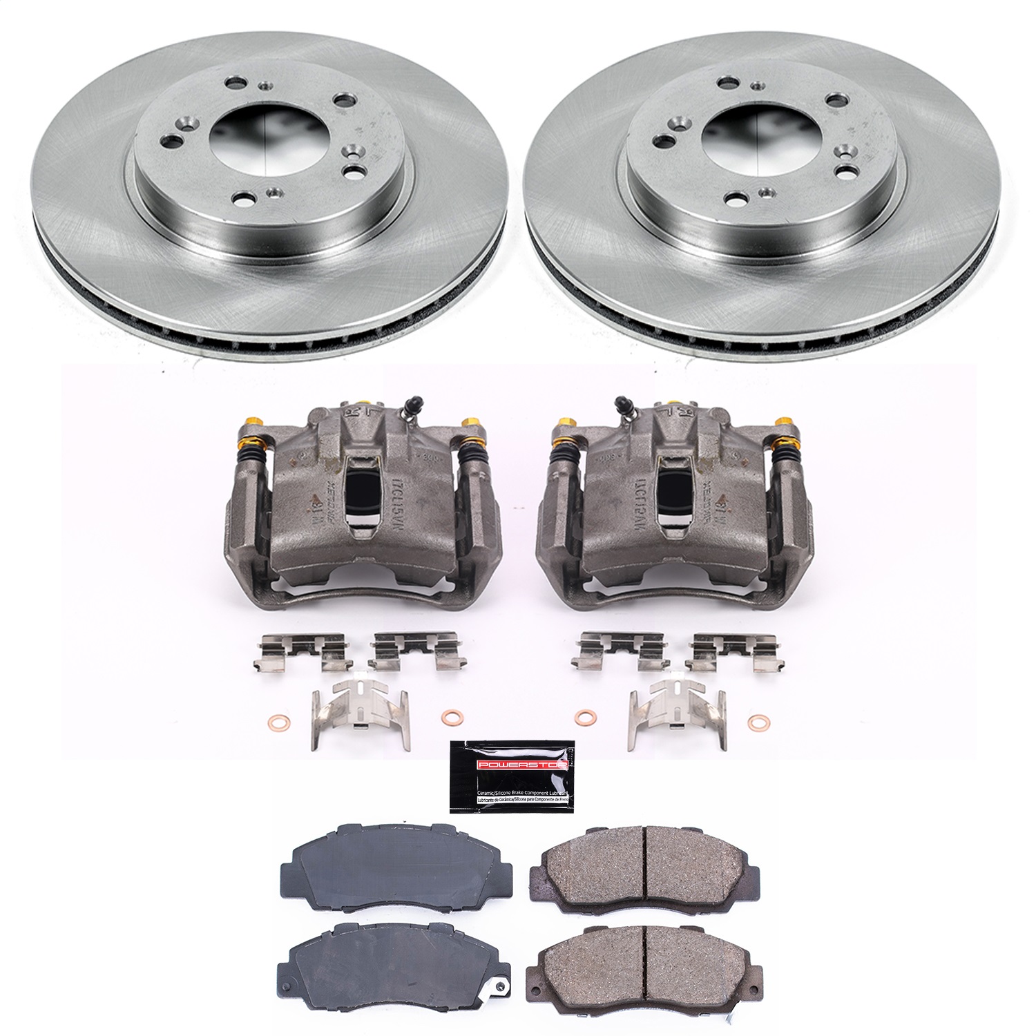 Power Stop - KCOE704A - Front - Disc Brake Pad/Caliper and Rotor Kit