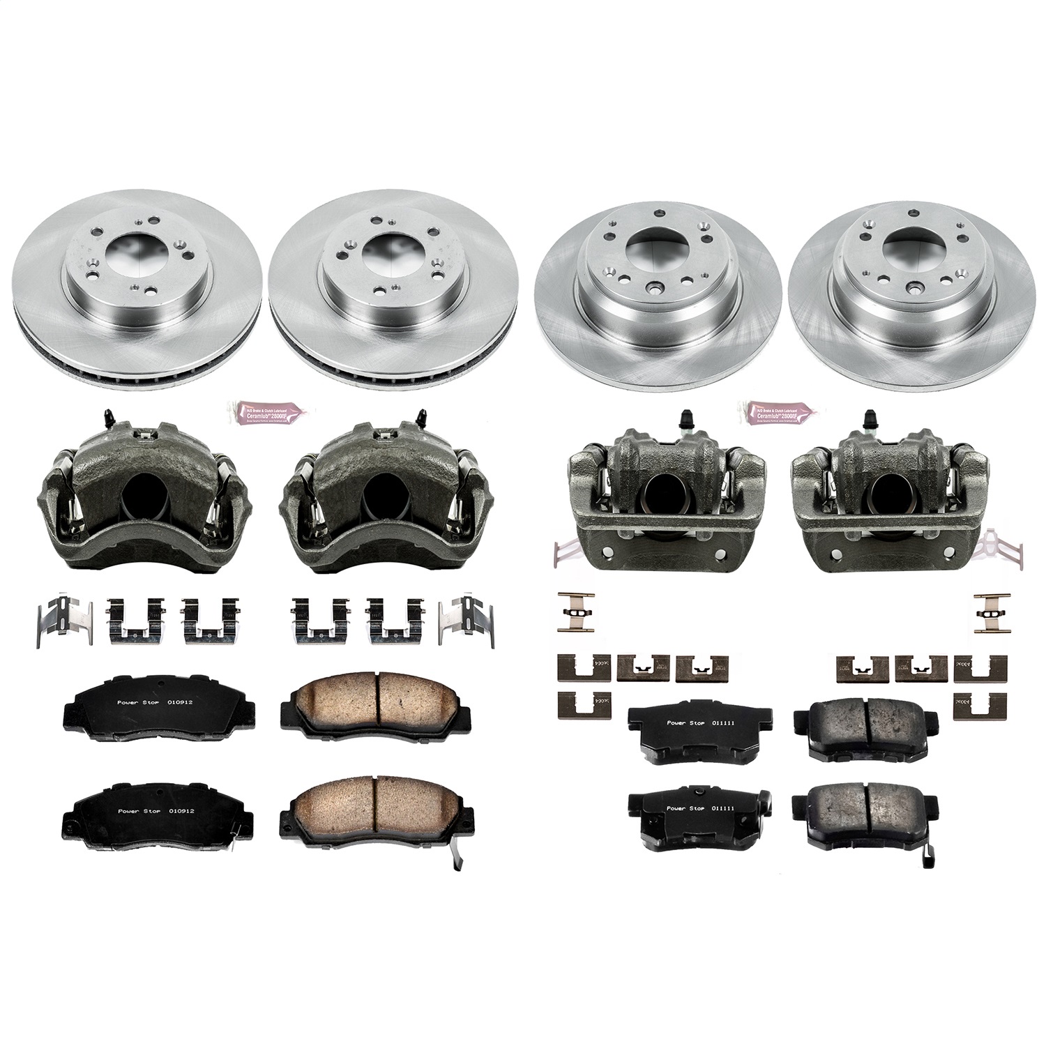 Power Stop - KCOE705 - Front and Rear - Disc Brake Pad/Caliper and Rotor Kit