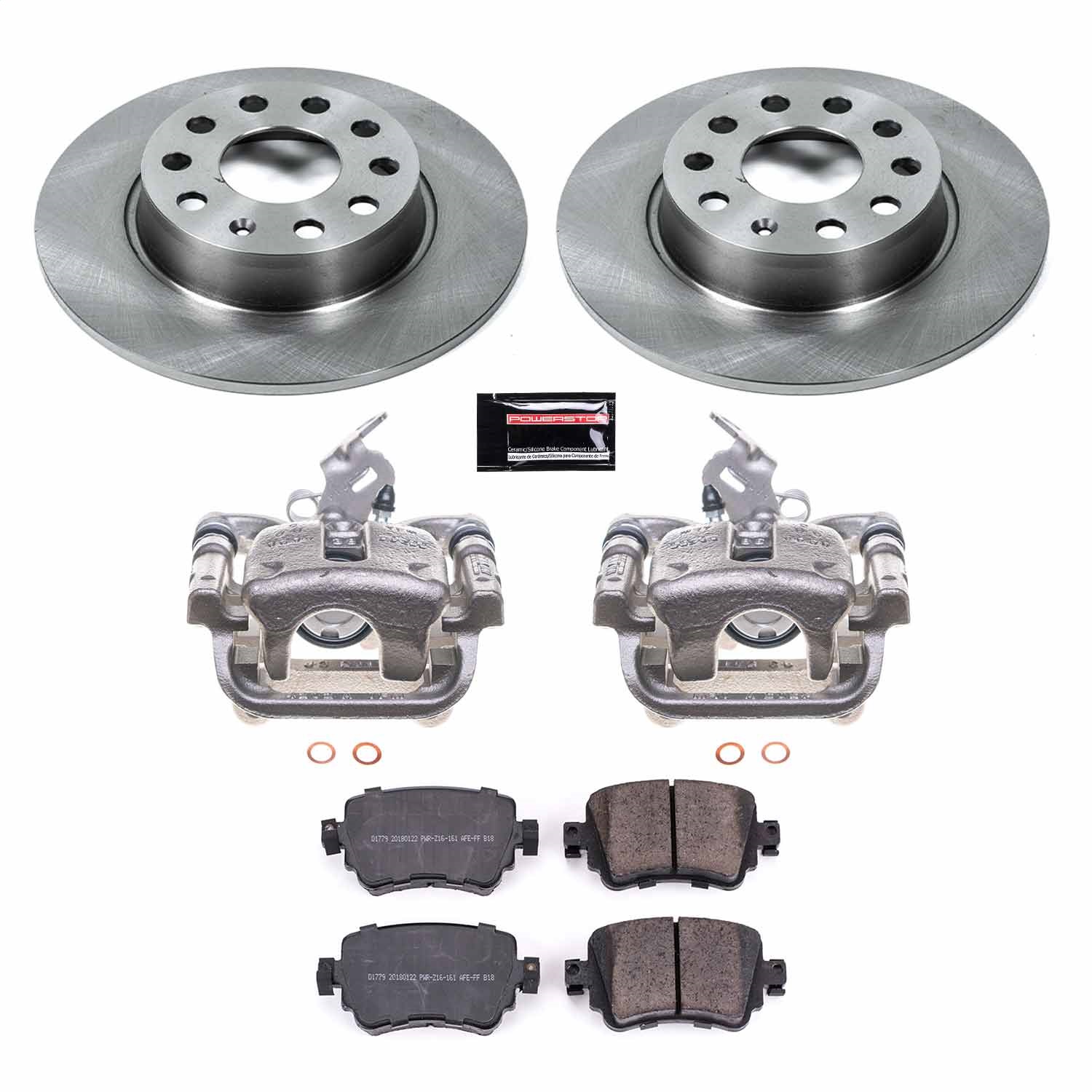 Power Stop - KCOE7053 - Rear - Disc Brake Pad/Caliper and Rotor Kit