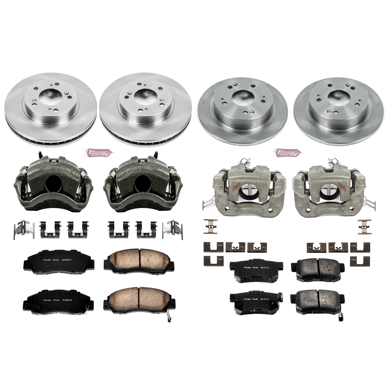 Power Stop - KCOE706 - Front and Rear - Disc Brake Pad/Caliper and Rotor Kit