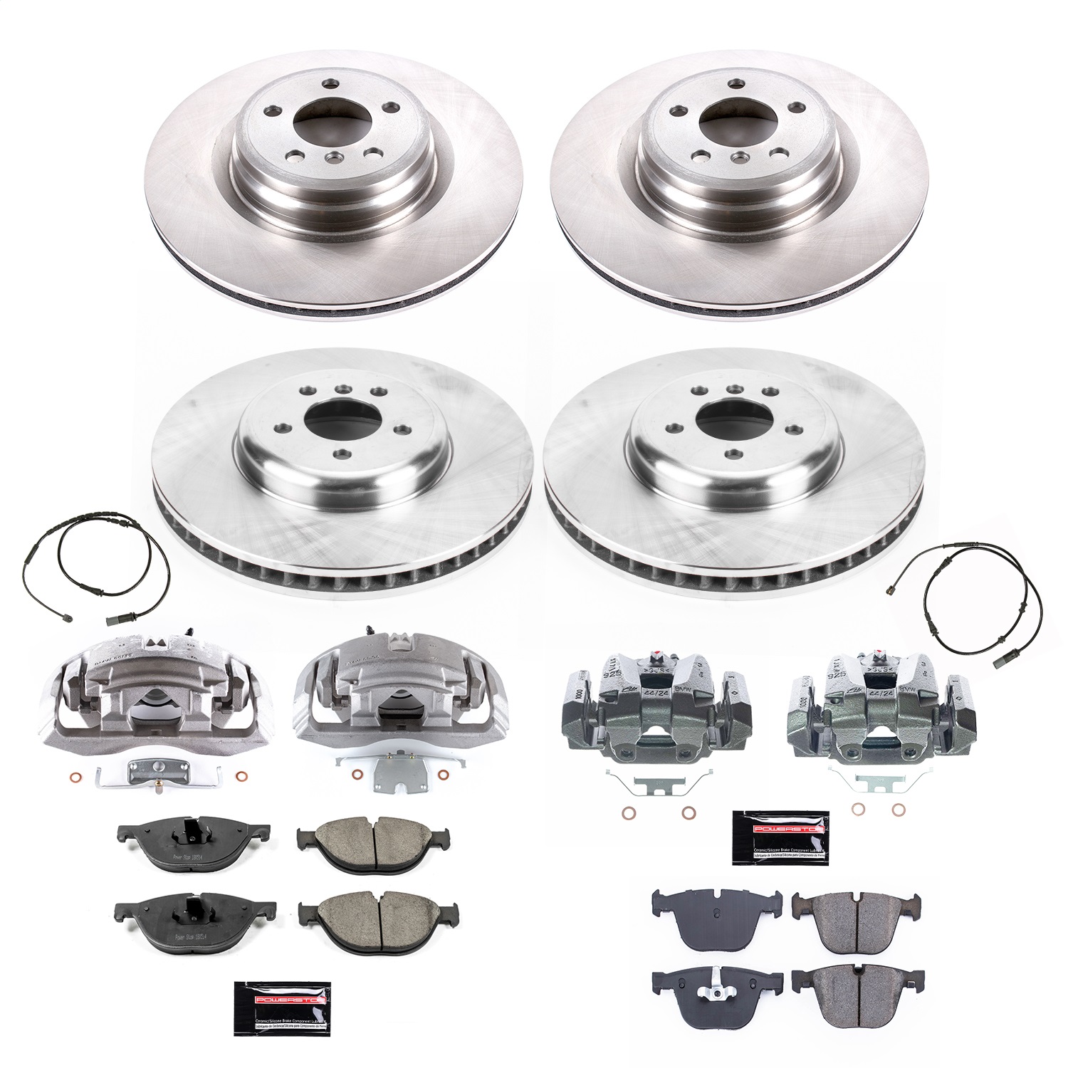 Power Stop - KCOE7098 - Front and Rear - Disc Brake Pad/Caliper and Rotor Kit