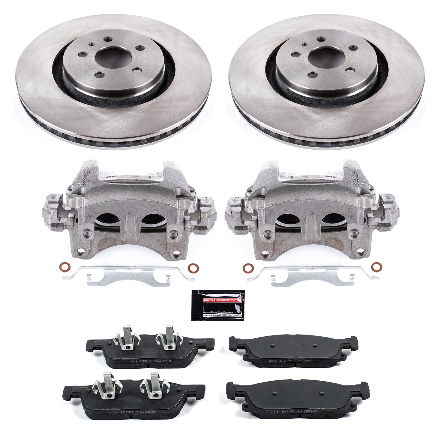 Power Stop - KCOE7143 - Front - Disc Brake Pad/Caliper and Rotor Kit