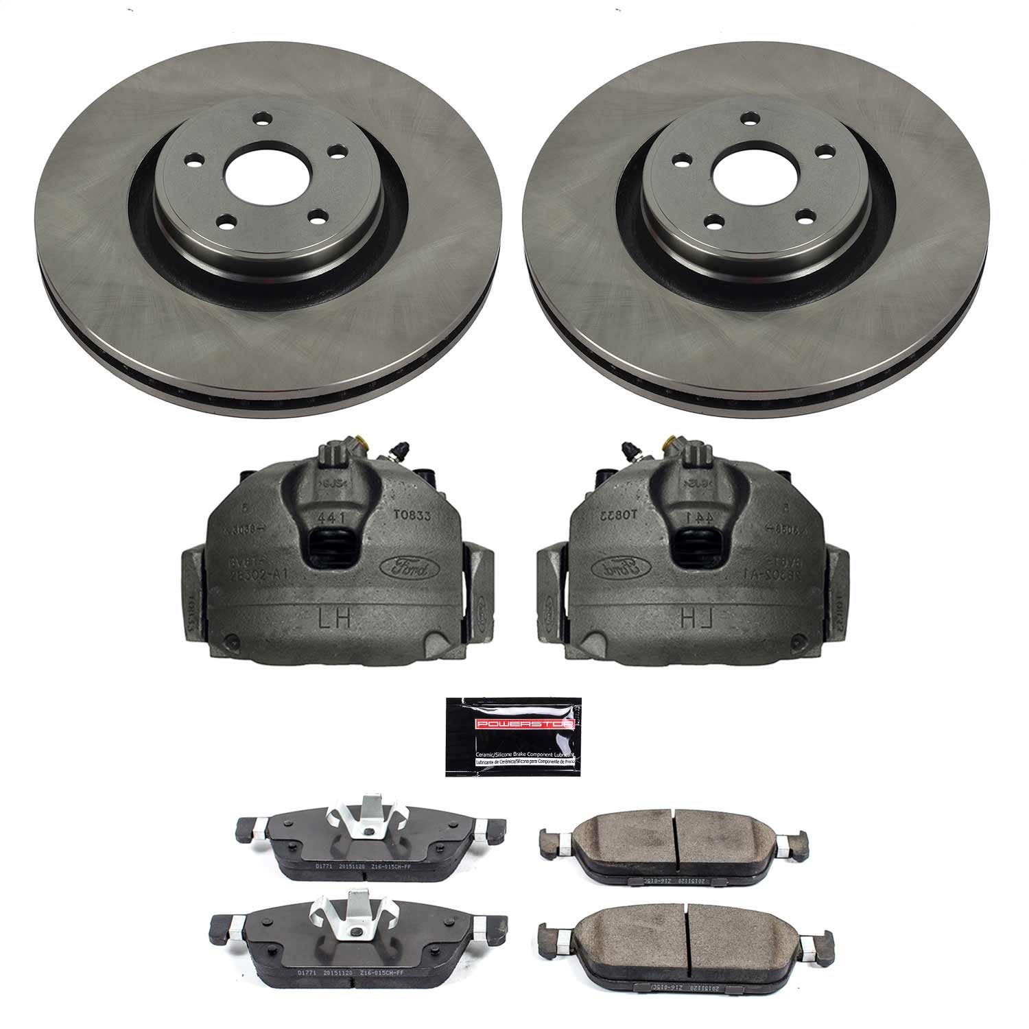 Power Stop - KCOE7147 - Front - Disc Brake Pad/Caliper and Rotor Kit