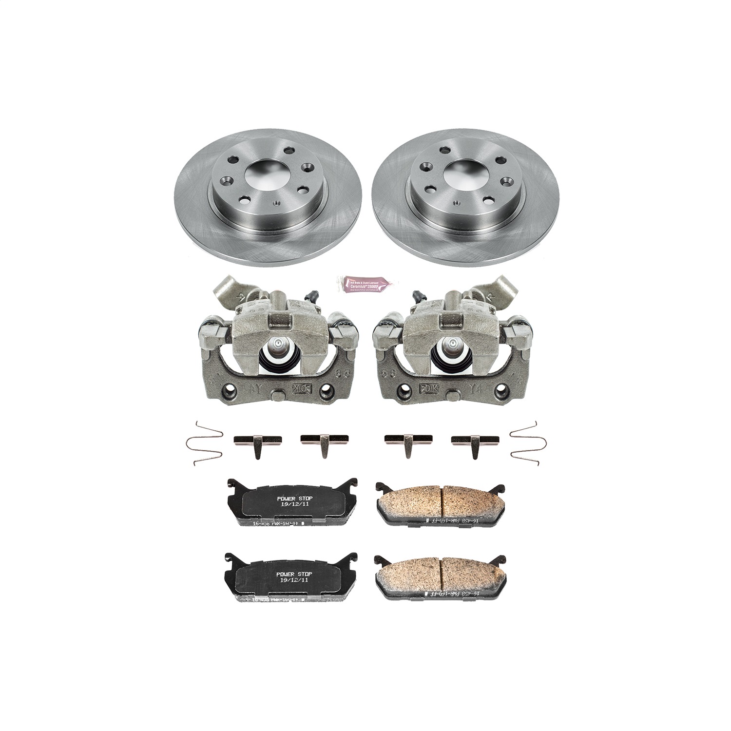 Power Stop - KCOE719 - Rear - Disc Brake Pad/Caliper and Rotor Kit