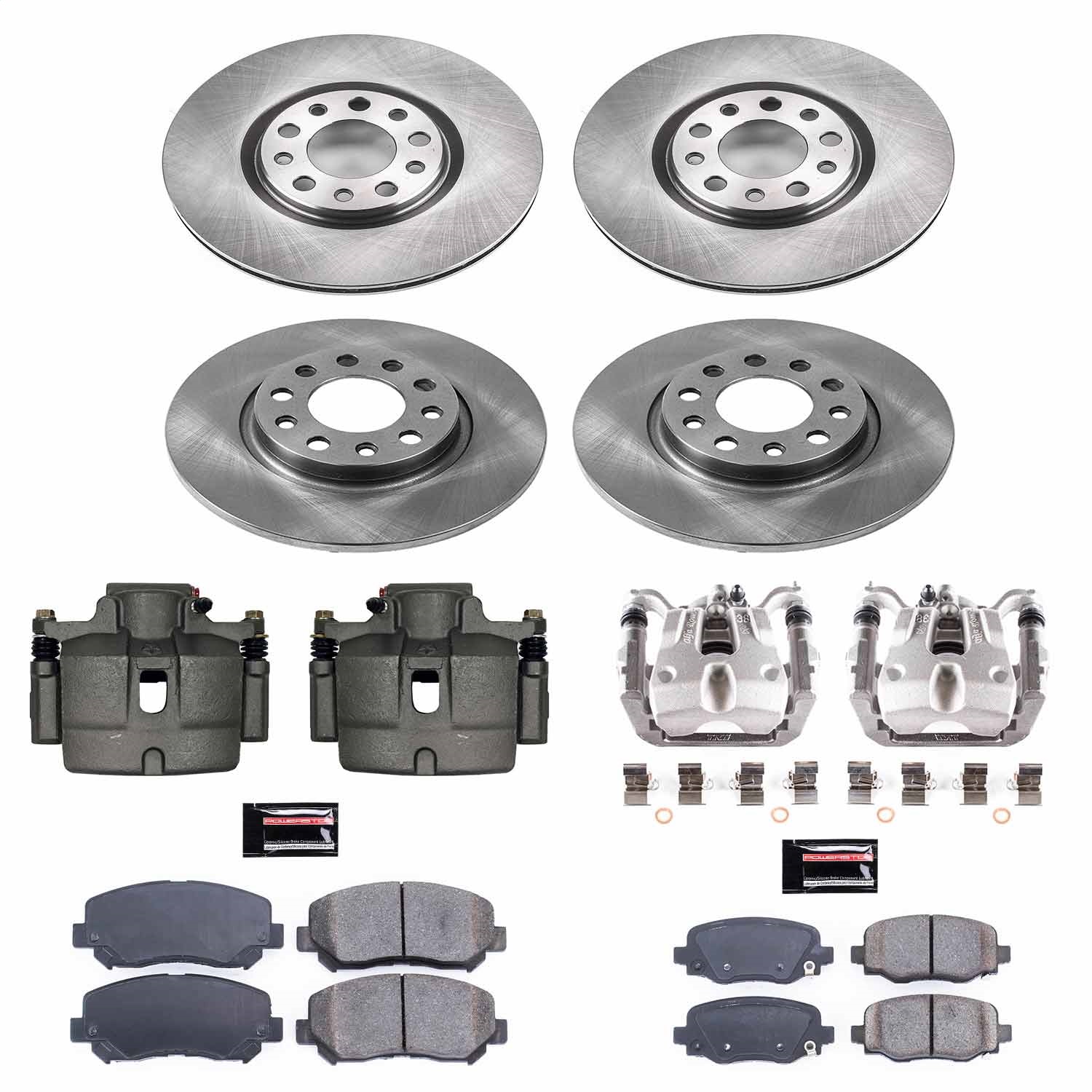Power Stop - KCOE7288 - Front and Rear - Disc Brake Pad/Caliper and Rotor Kit