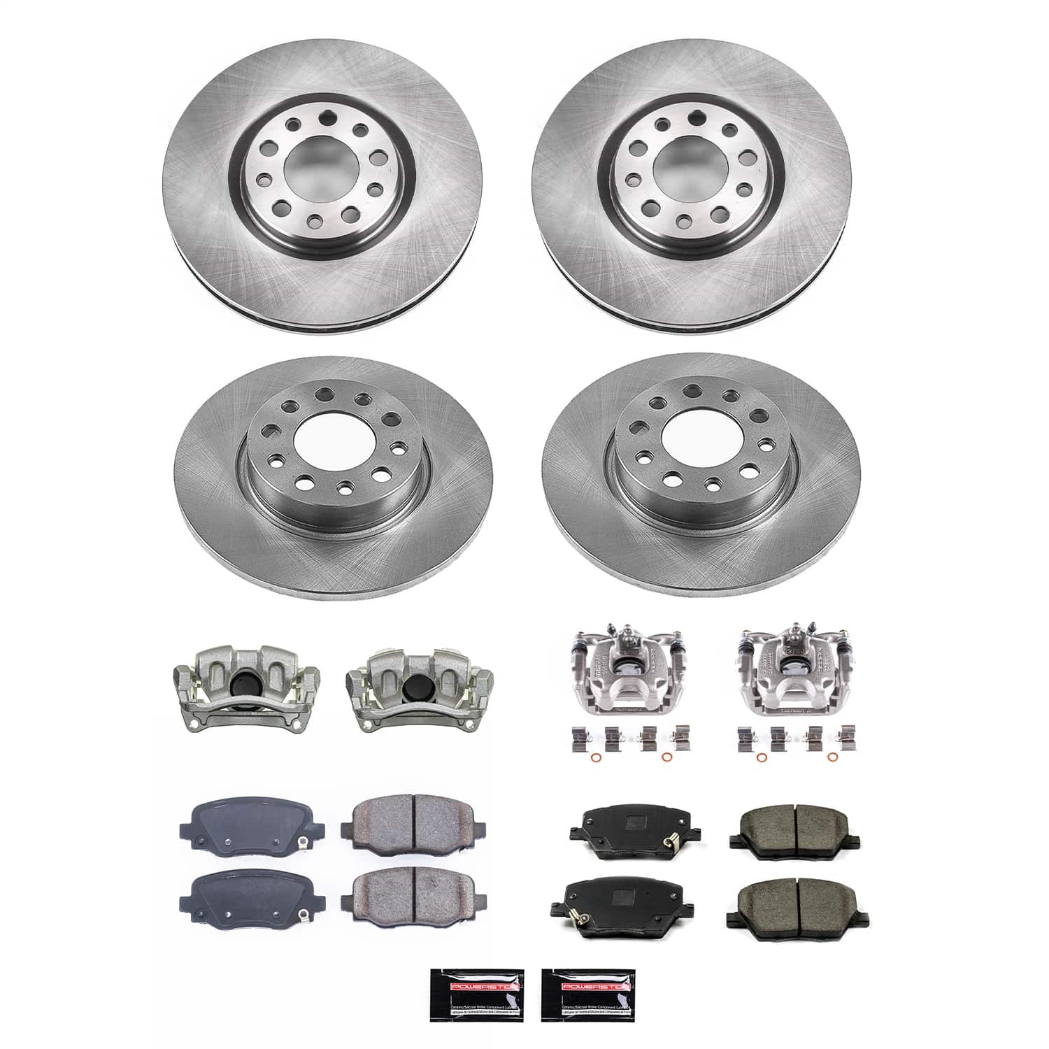 Power Stop - KCOE7300 - Front and Rear - Disc Brake Pad/Caliper and Rotor Kit