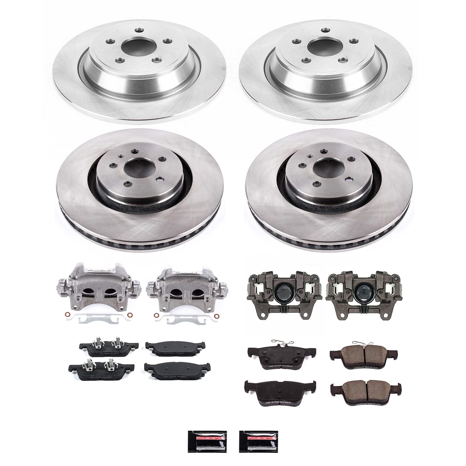 Power Stop - KCOE7416 - Front and Rear - Disc Brake Pad/Caliper and Rotor Kit