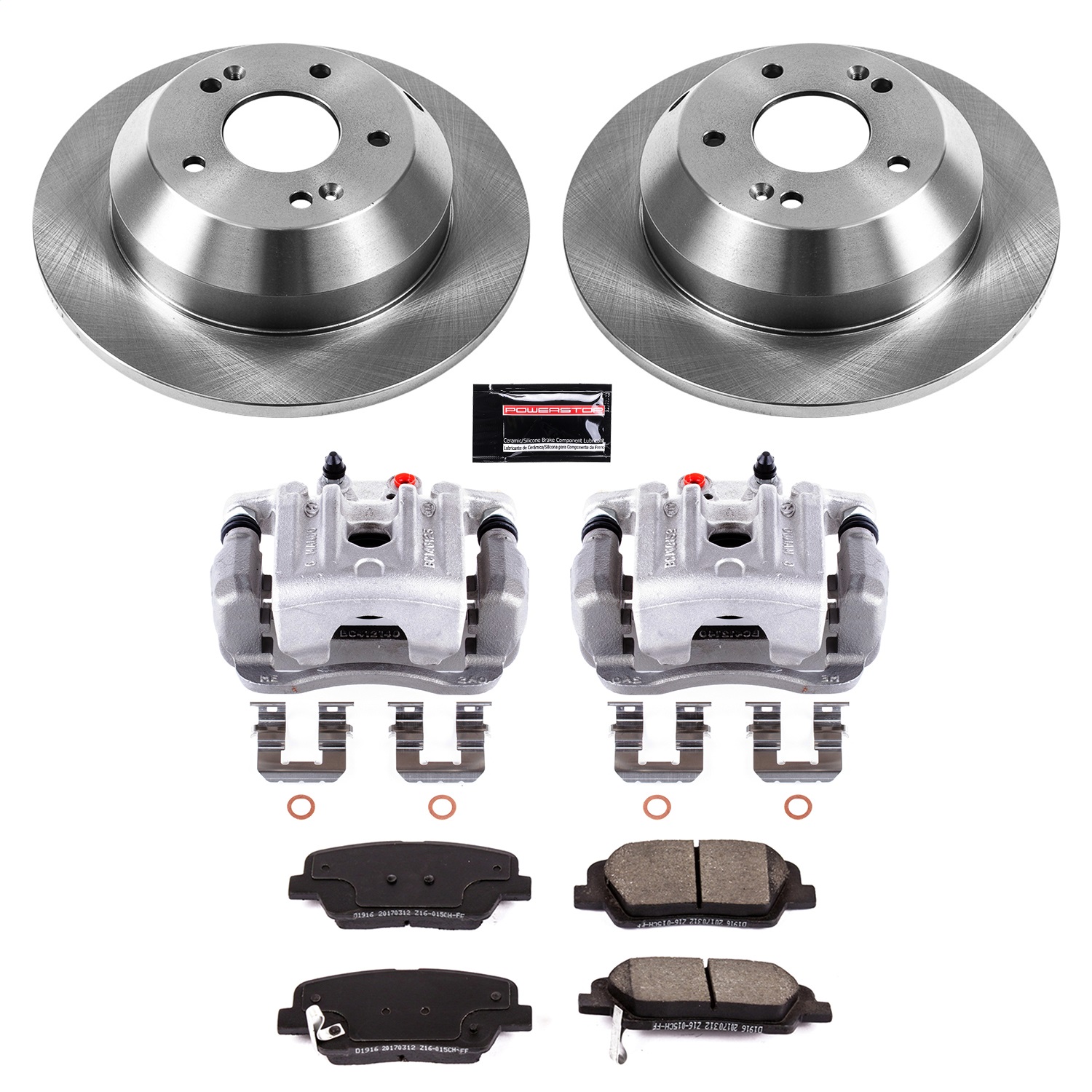 Power Stop - KCOE7507 - Rear - Disc Brake Pad/Caliper and Rotor Kit