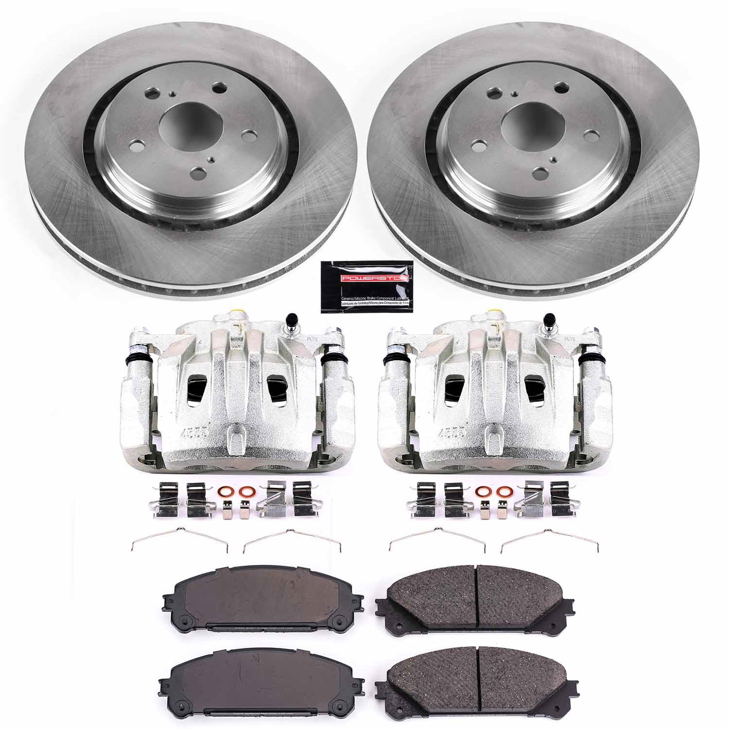Power Stop - KCOE7688 - Front - Disc Brake Pad/Caliper and Rotor Kit