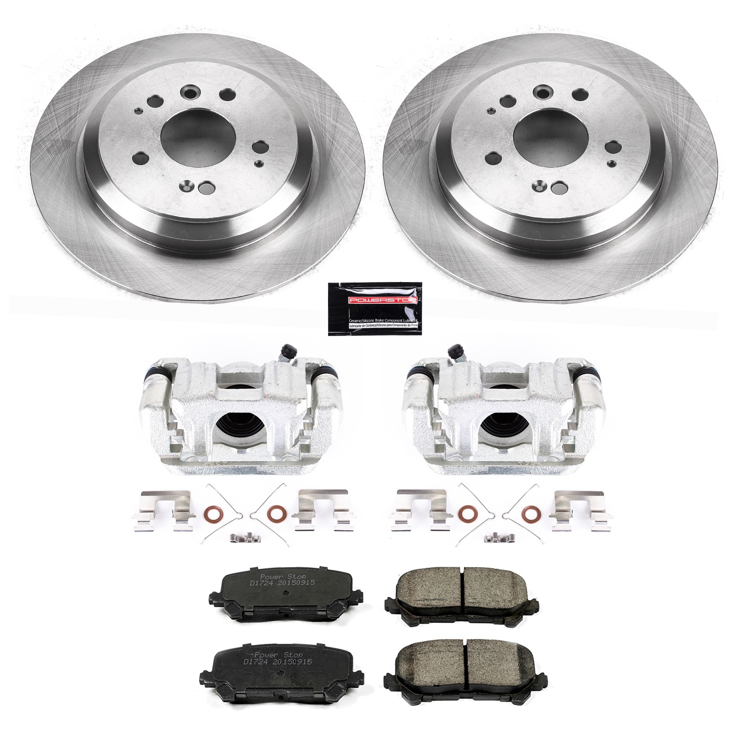 Power Stop - KCOE7727 - Rear - Disc Brake Pad/Caliper and Rotor Kit