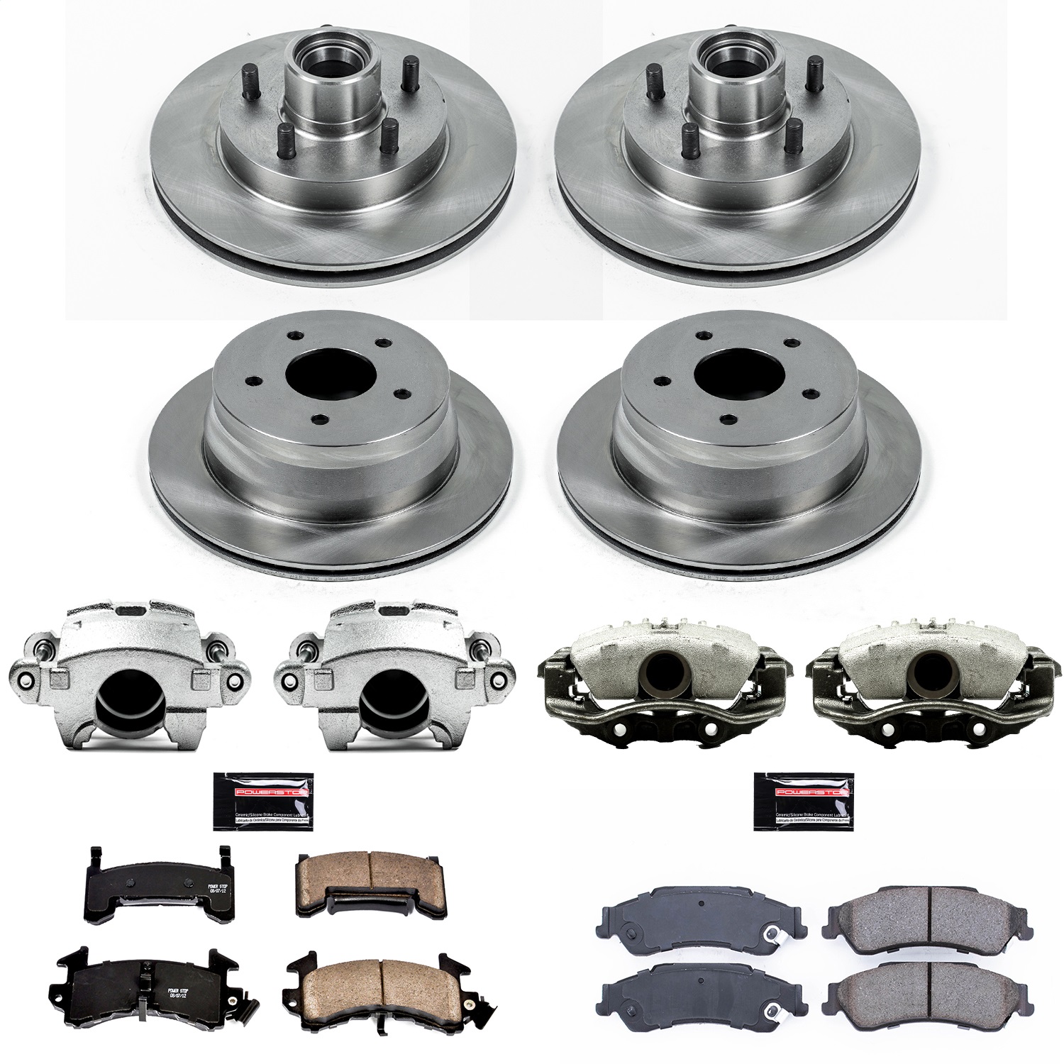 Power Stop - KCOE7913 - Front and Rear - Disc Brake Pad/Caliper and Rotor Kit