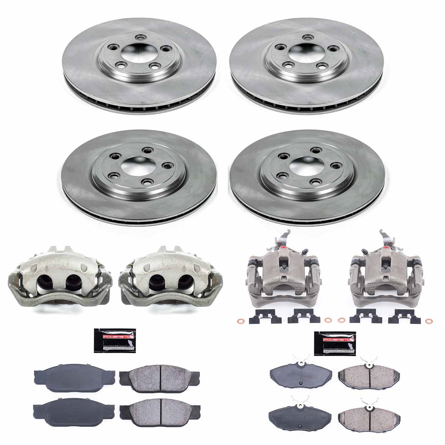 Power Stop - KCOE7937 - Front and Rear - Disc Brake Pad/Caliper and Rotor Kit
