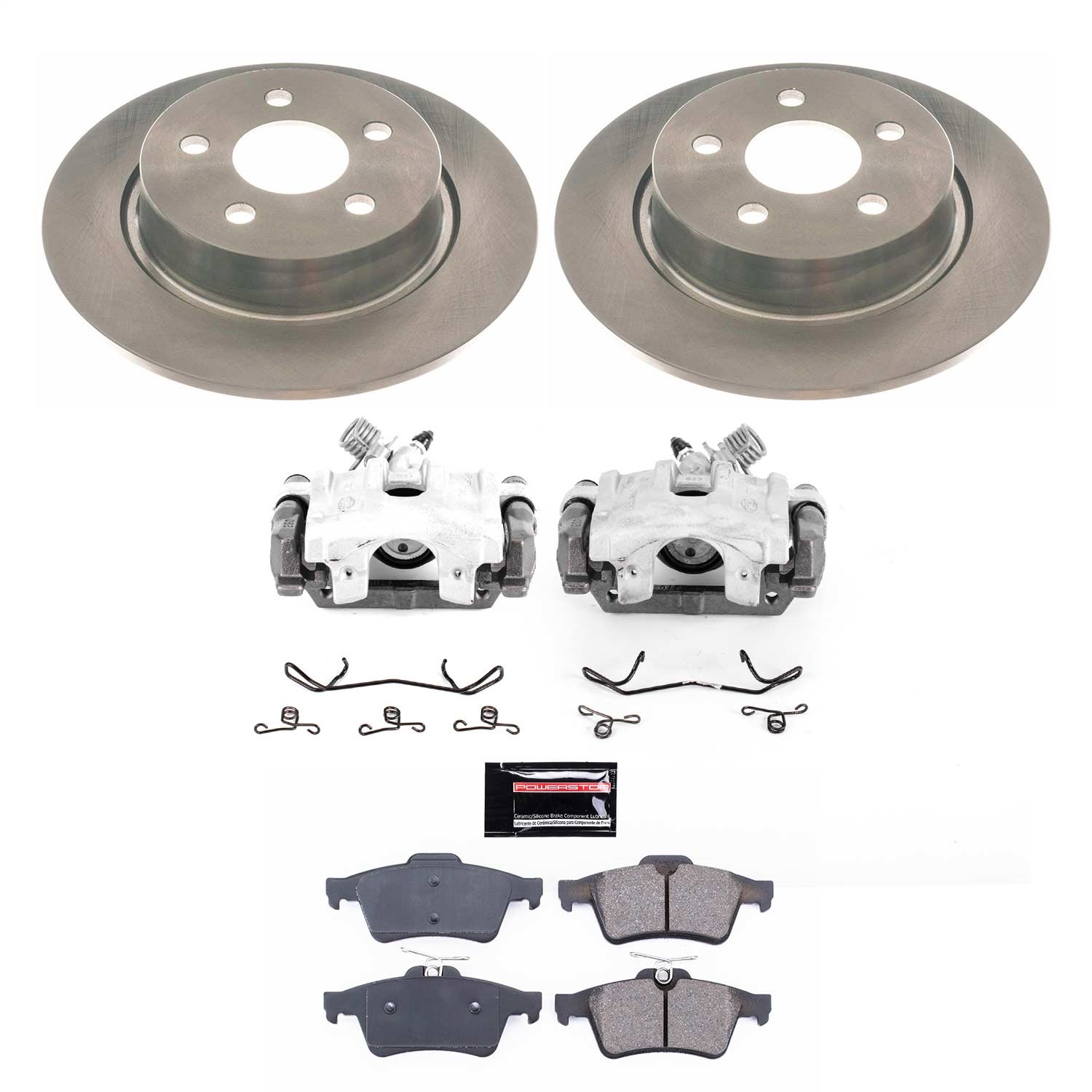 Power Stop - KCOE8176 - Rear - Disc Brake Pad/Caliper and Rotor Kit