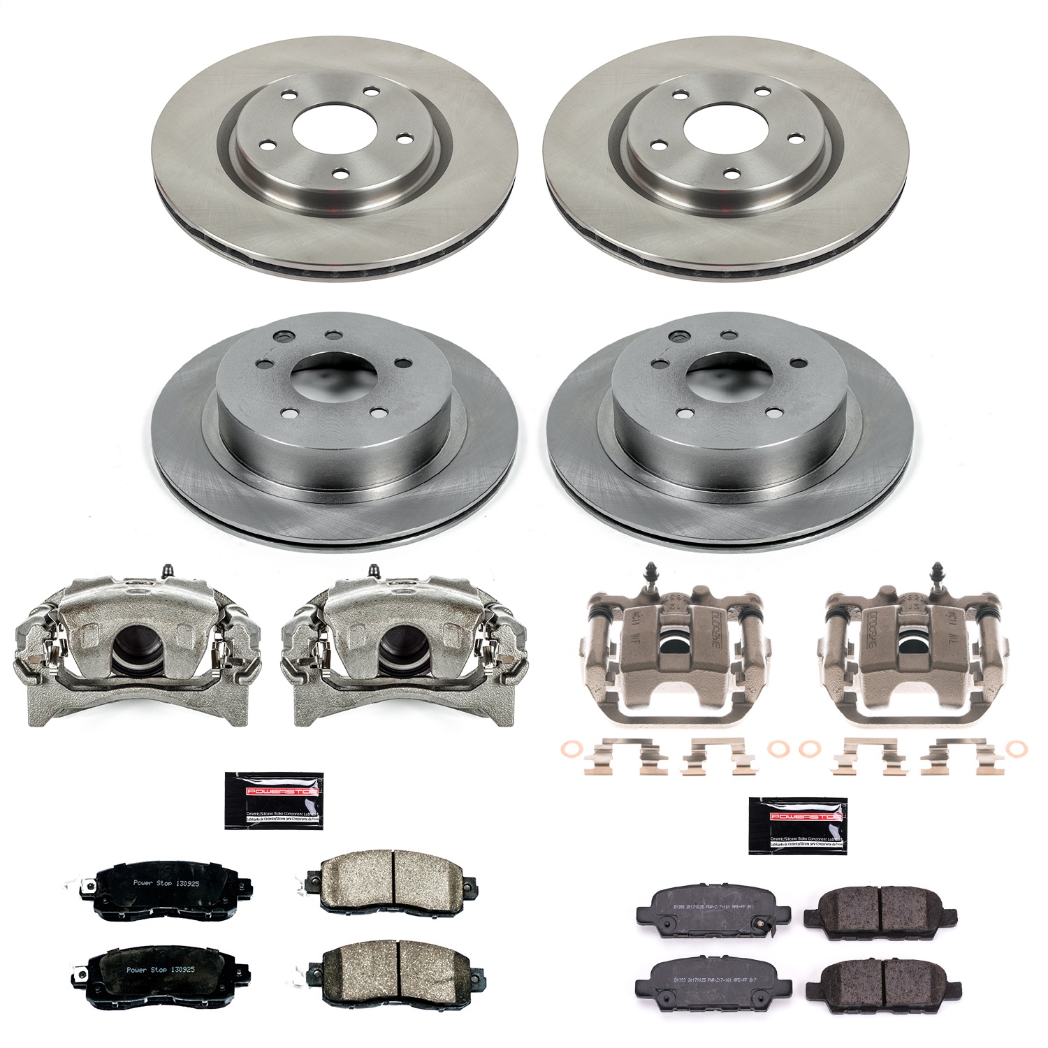 Power Stop - KCOE8288 - Front and Rear - Disc Brake Pad/Caliper and Rotor Kit