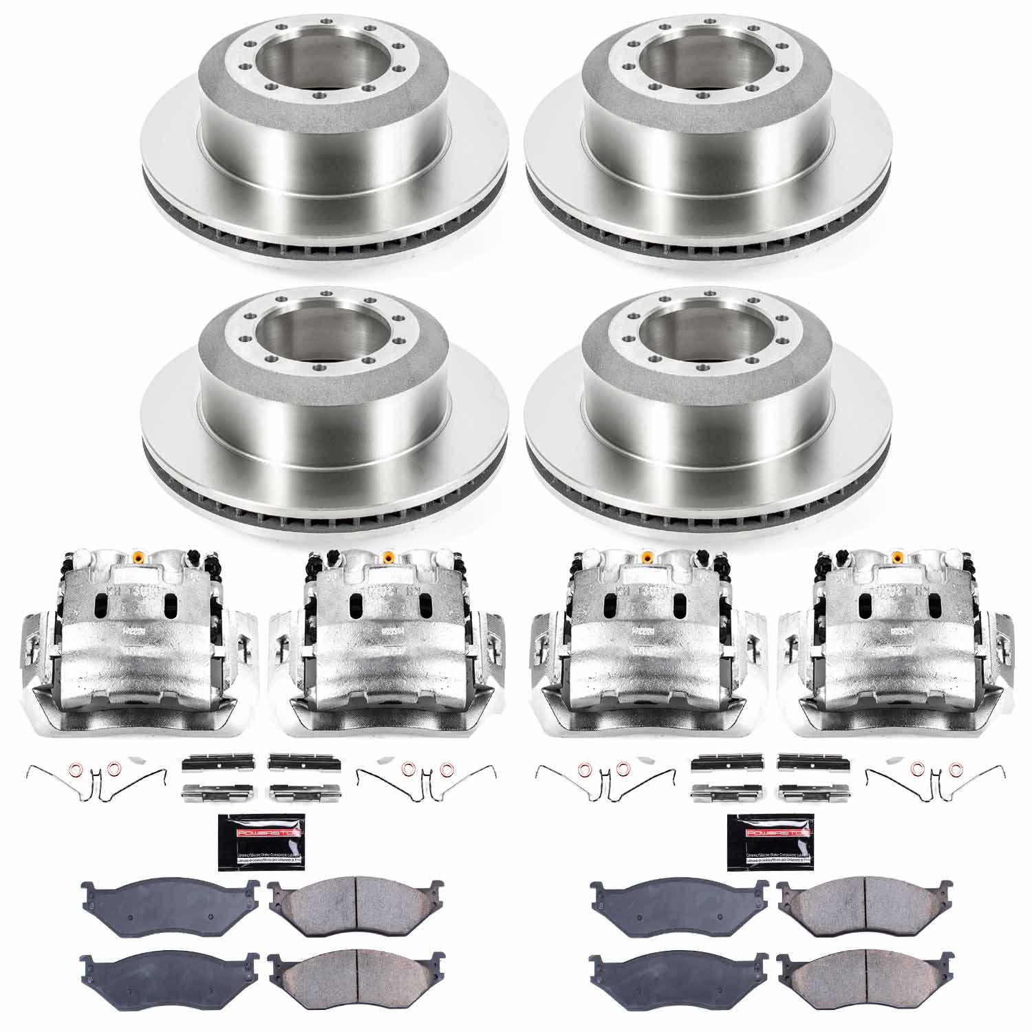Power Stop - KCOE8395 - Front and Rear - Disc Brake Pad/Caliper and Rotor Kit