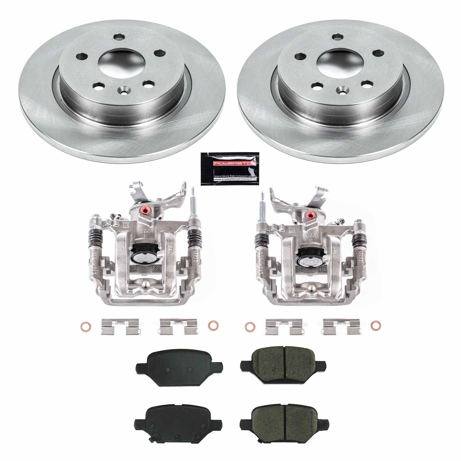 Power Stop - KCOE8488 - Rear - Disc Brake Pad/Caliper and Rotor Kit