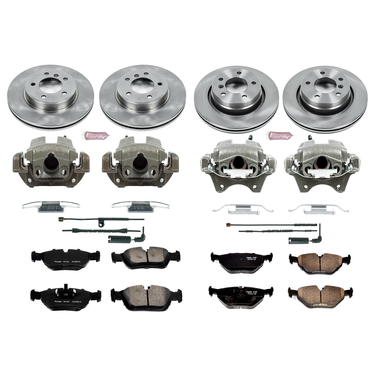 Power Stop - KCOE871 - Front and Rear - Disc Brake Pad/Caliper and Rotor Kit