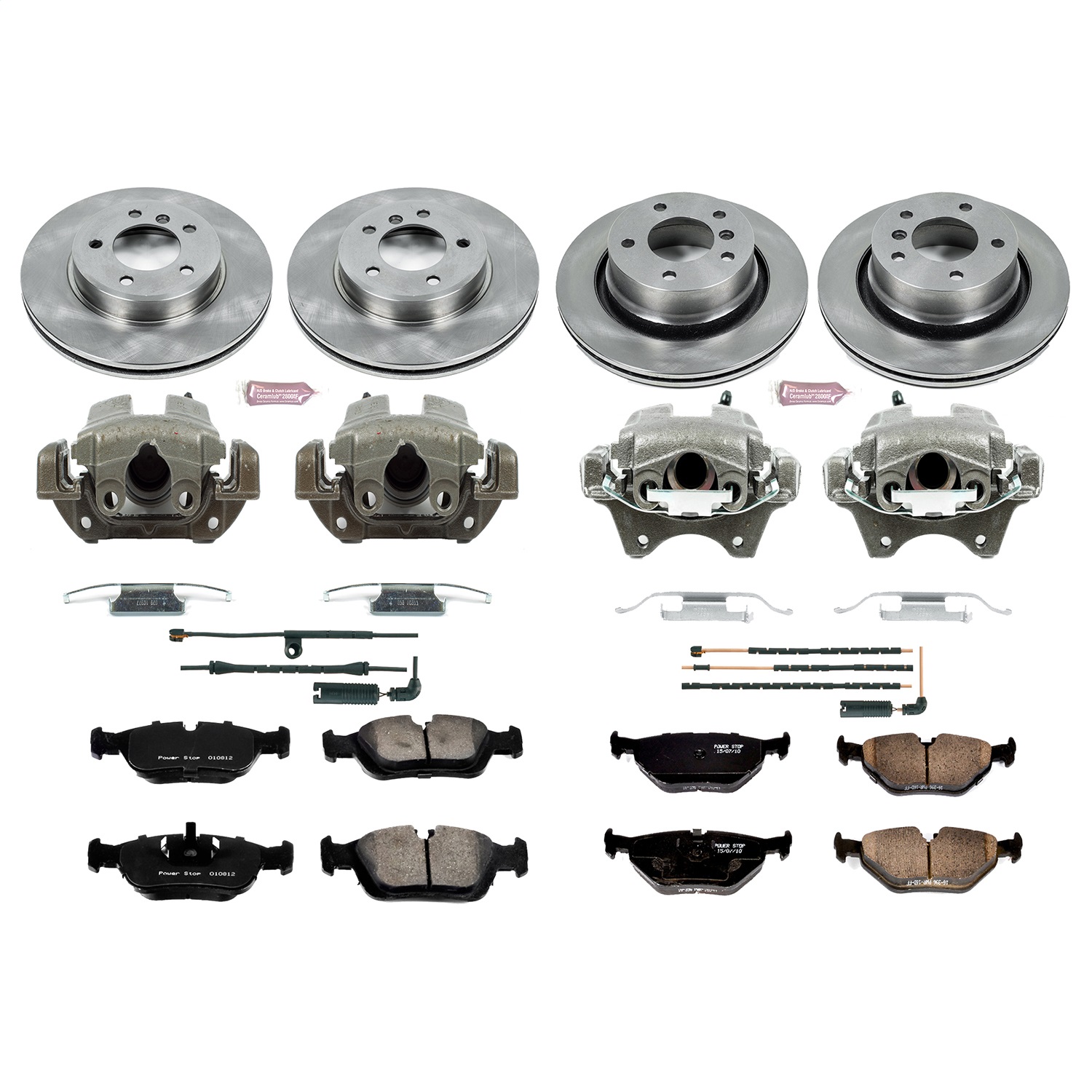 Power Stop - KCOE873 - Front and Rear - Disc Brake Pad/Caliper and Rotor Kit