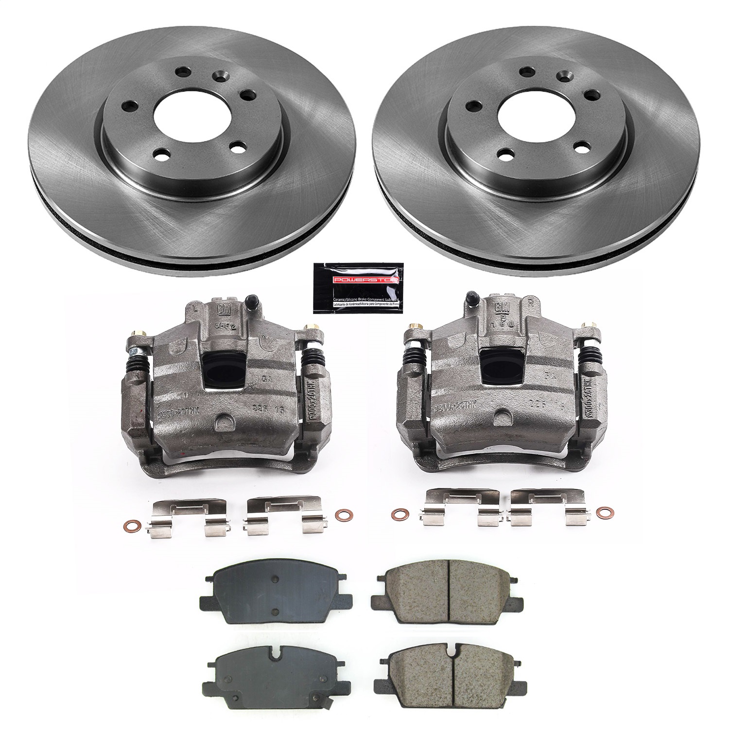 Power Stop - KCOE8738 - Front - Disc Brake Pad/Caliper and Rotor Kit