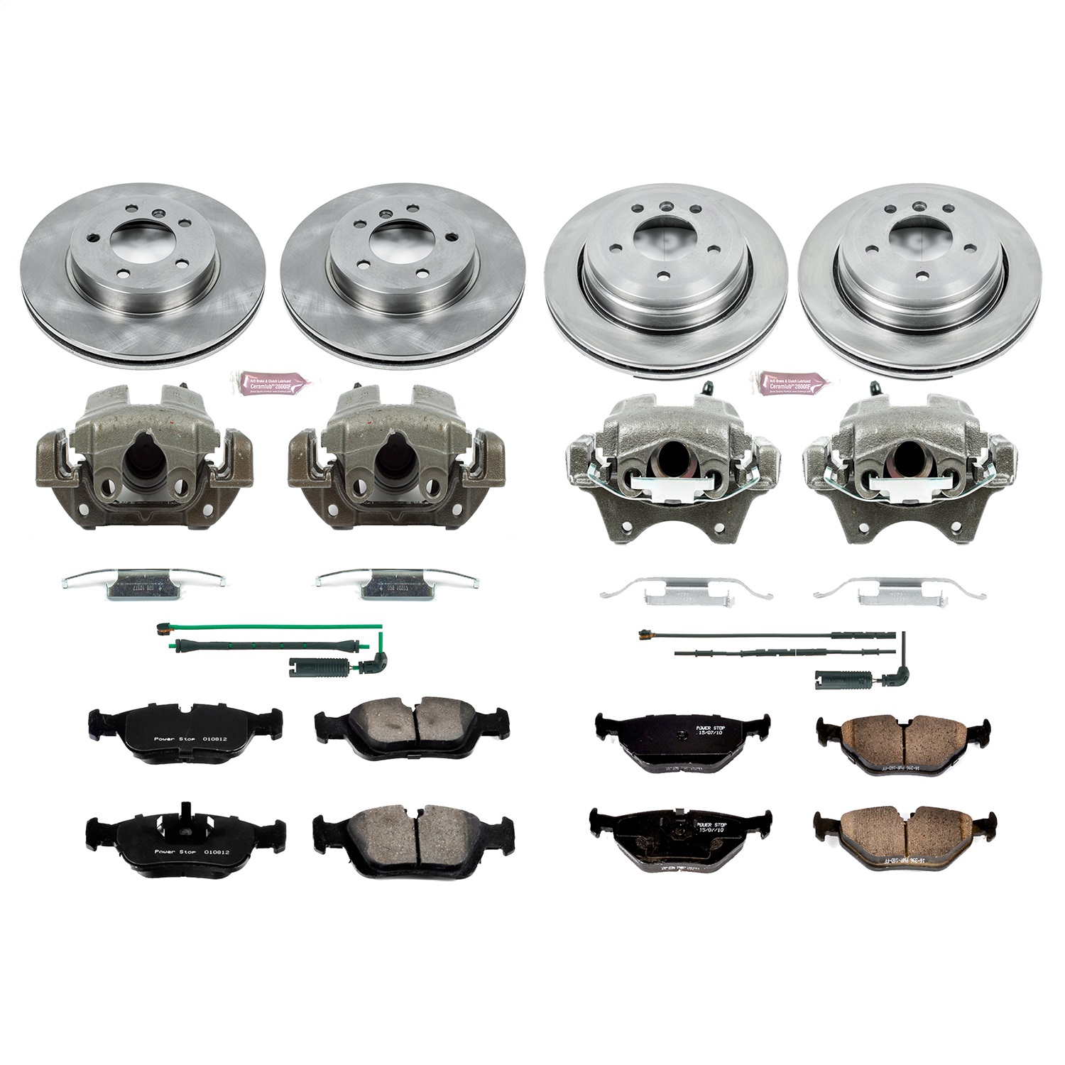 Power Stop - KCOE874 - Front and Rear - Disc Brake Pad/Caliper and Rotor Kit