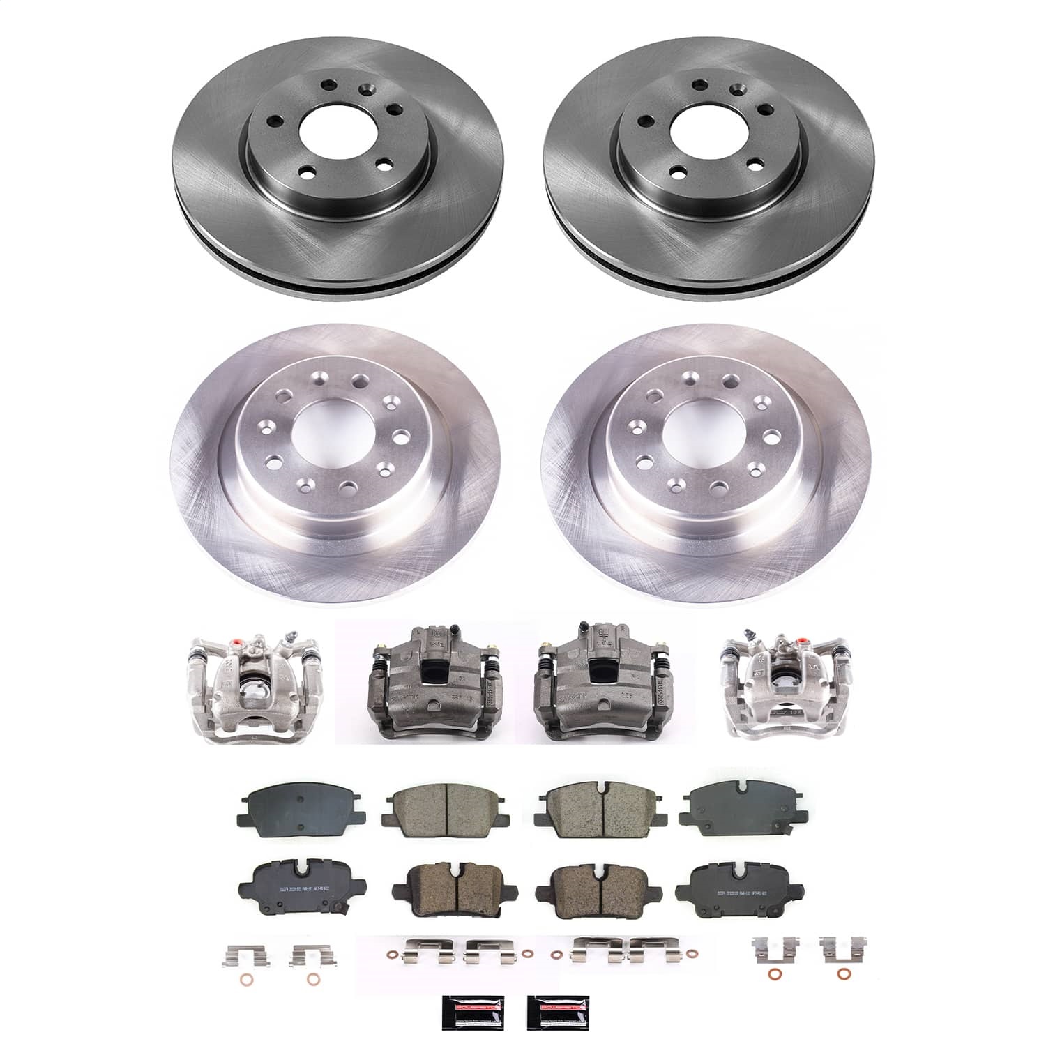 Power Stop - KCOE8799 - Front and Rear - Disc Brake Pad/Caliper and Rotor Kit