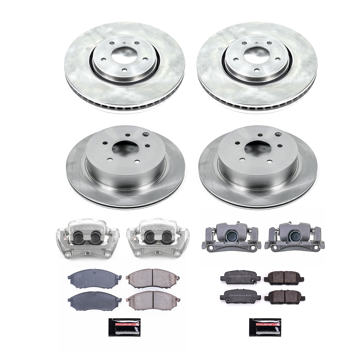 Power Stop - KCOE8878 - Front and Rear - Disc Brake Pad/Caliper and Rotor Kit