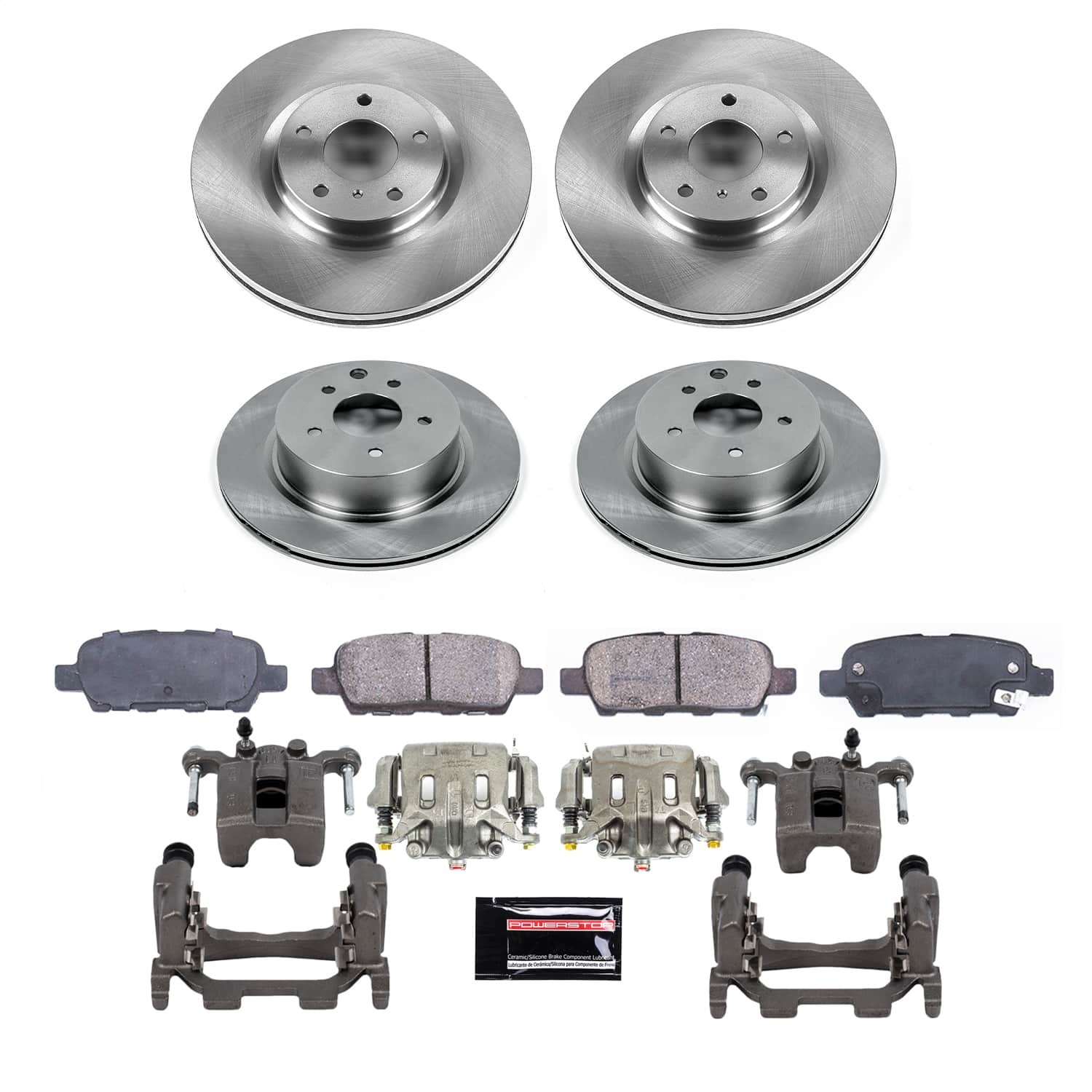 Power Stop - KCOE9065 - Front and Rear - Disc Brake Pad/Caliper and Rotor Kit