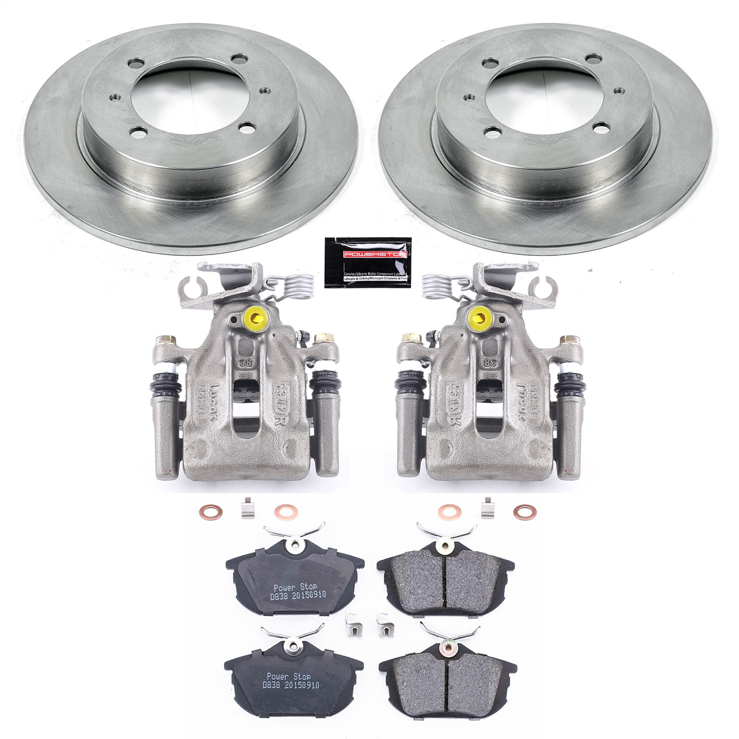 Power Stop - KCOE913 - Rear - Disc Brake Pad/Caliper and Rotor Kit