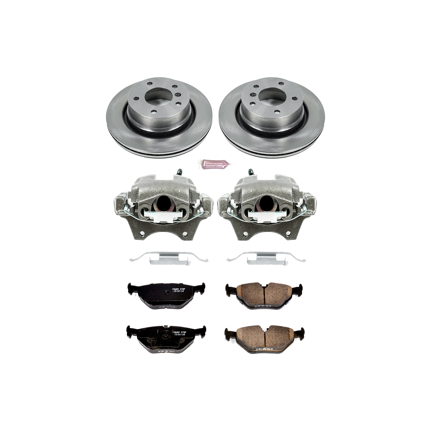 Power Stop - KCOE962 - Rear - Disc Brake Pad/Caliper and Rotor Kit